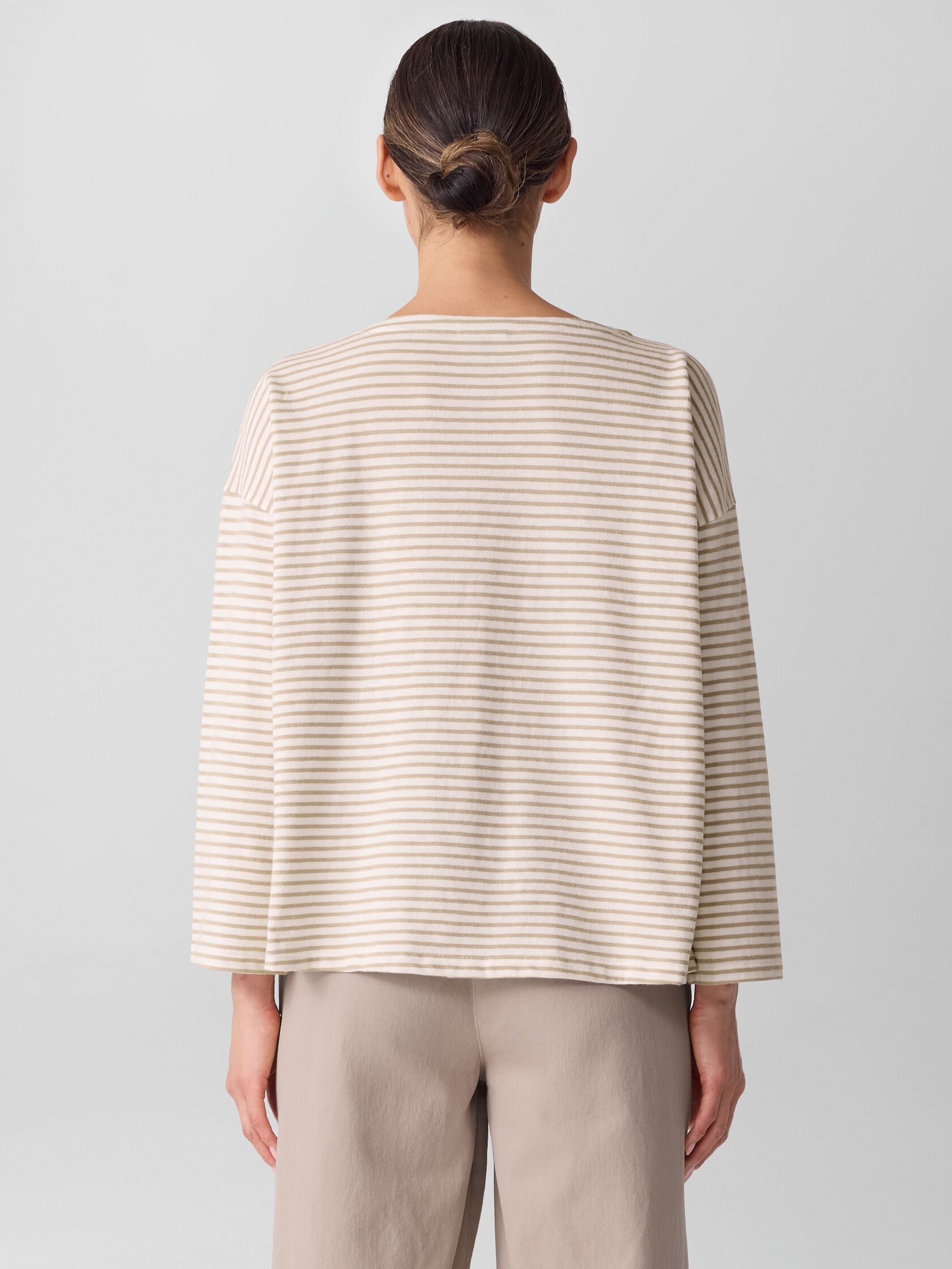 Striped Organic Cotton Slub Bateau Neck Top