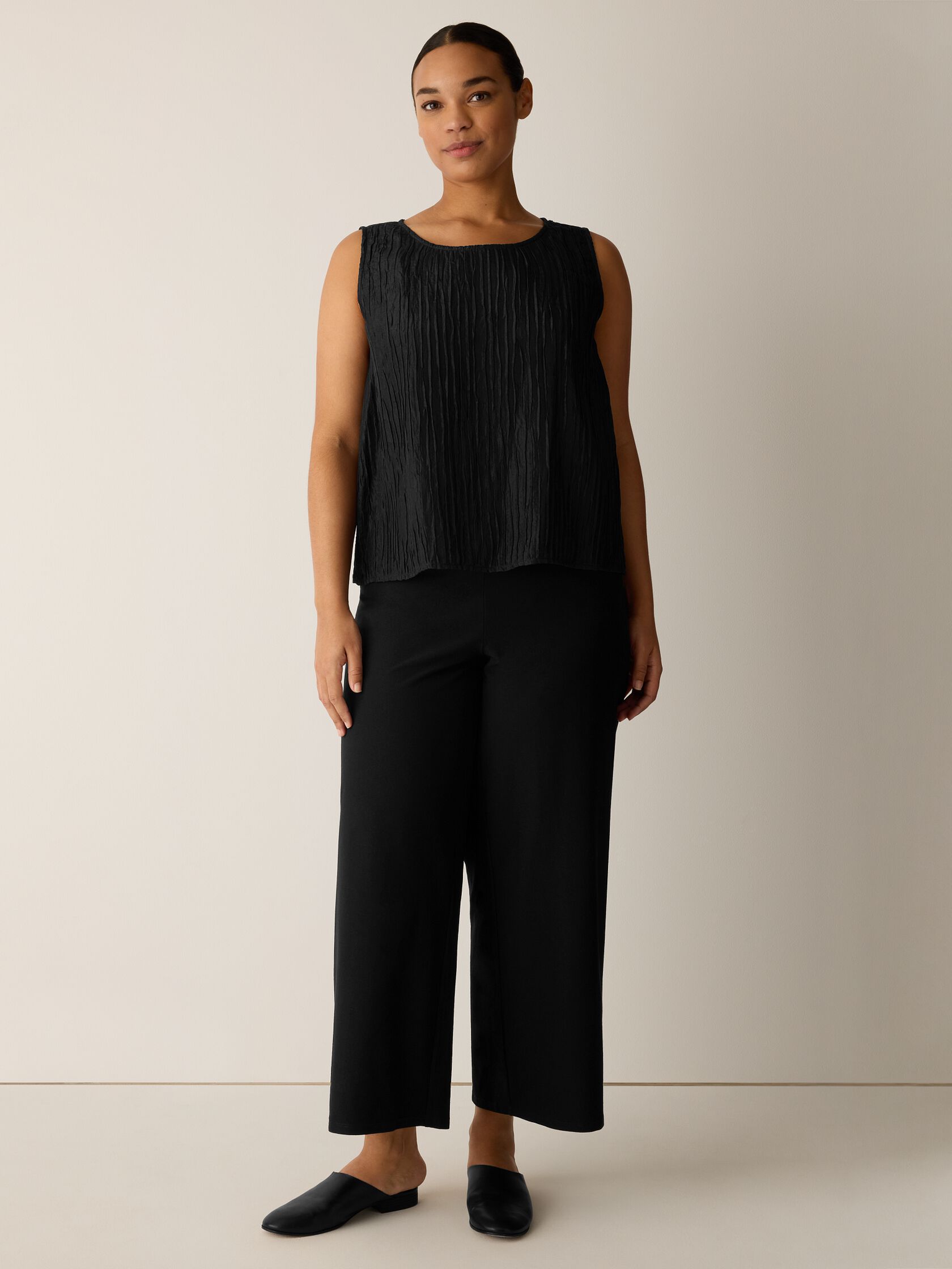 Textured Silk Jacquard Ballet Neck Tank