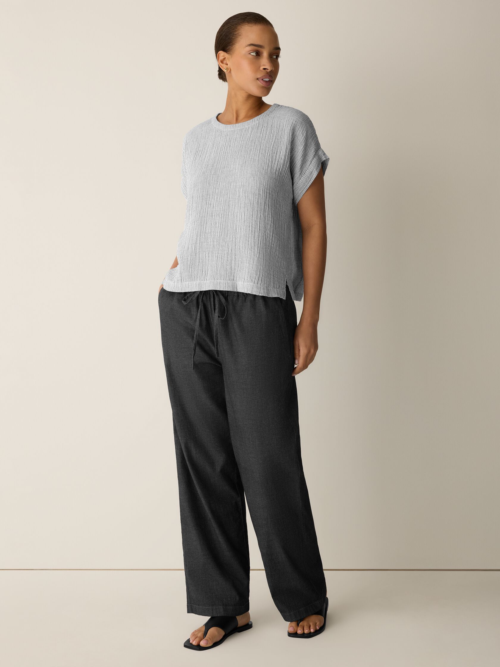 Striped Organic Cotton Gauze Square Top