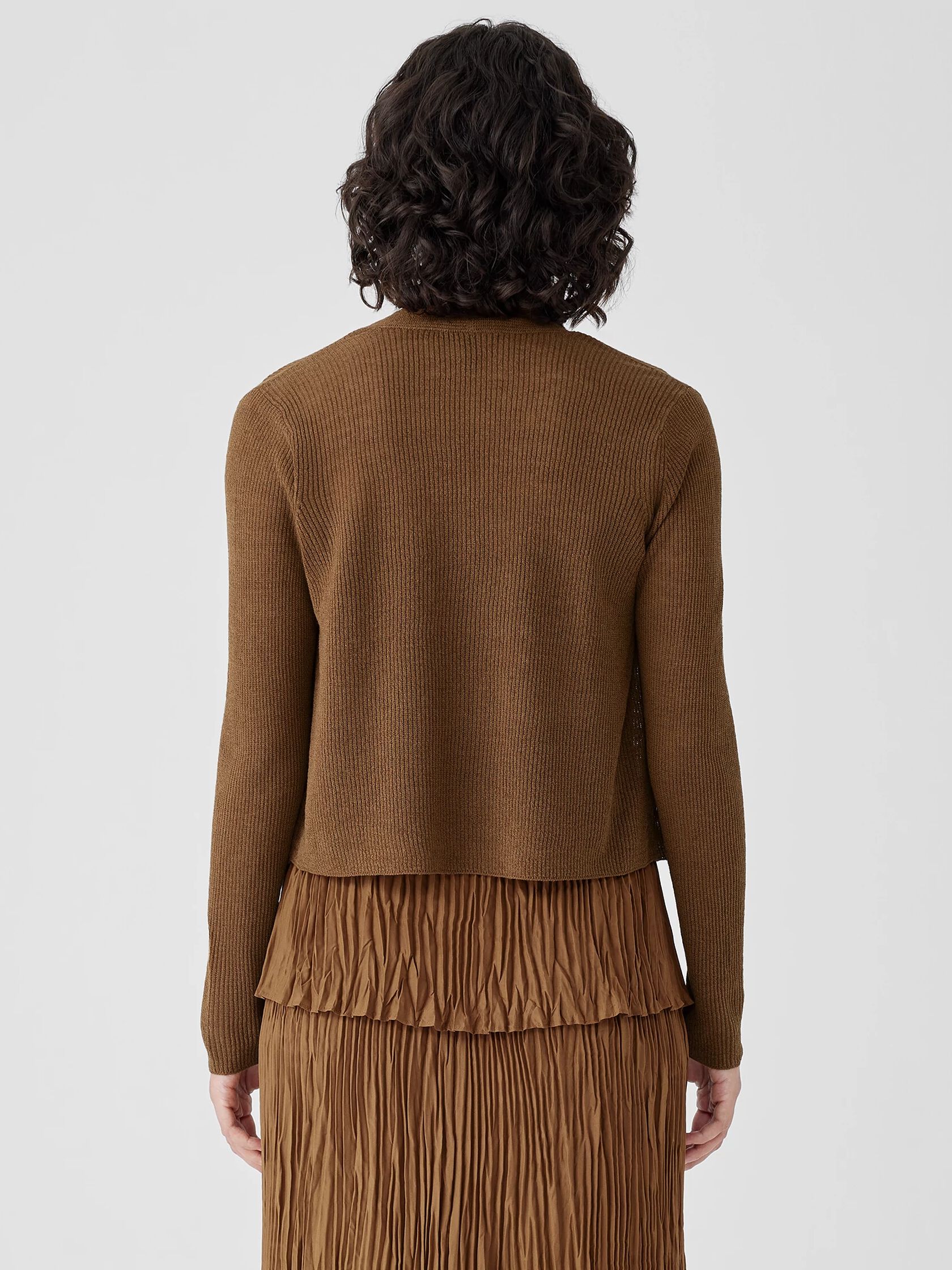 Organic Linen Cotton Airy Tuck Cropped Cardigan