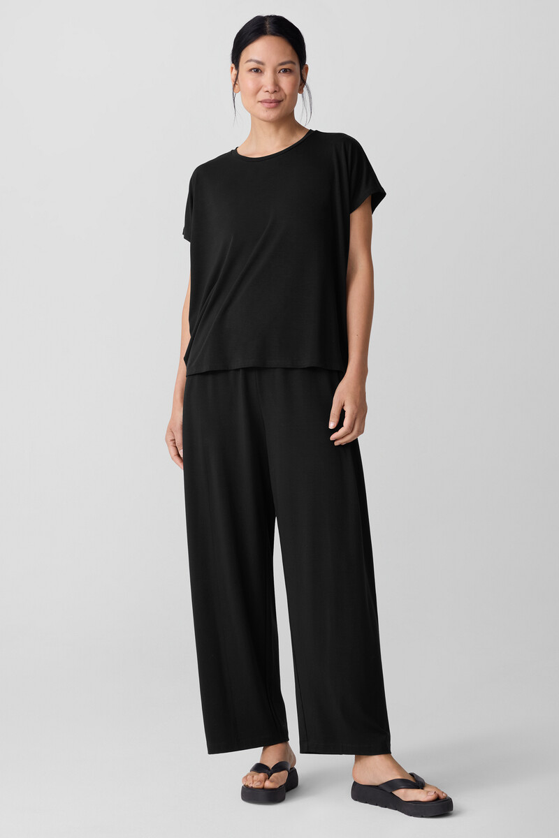 Stretch Jersey Knit Pleated Straight Pant Stretch Jersey Knit Pleated Straight Pant