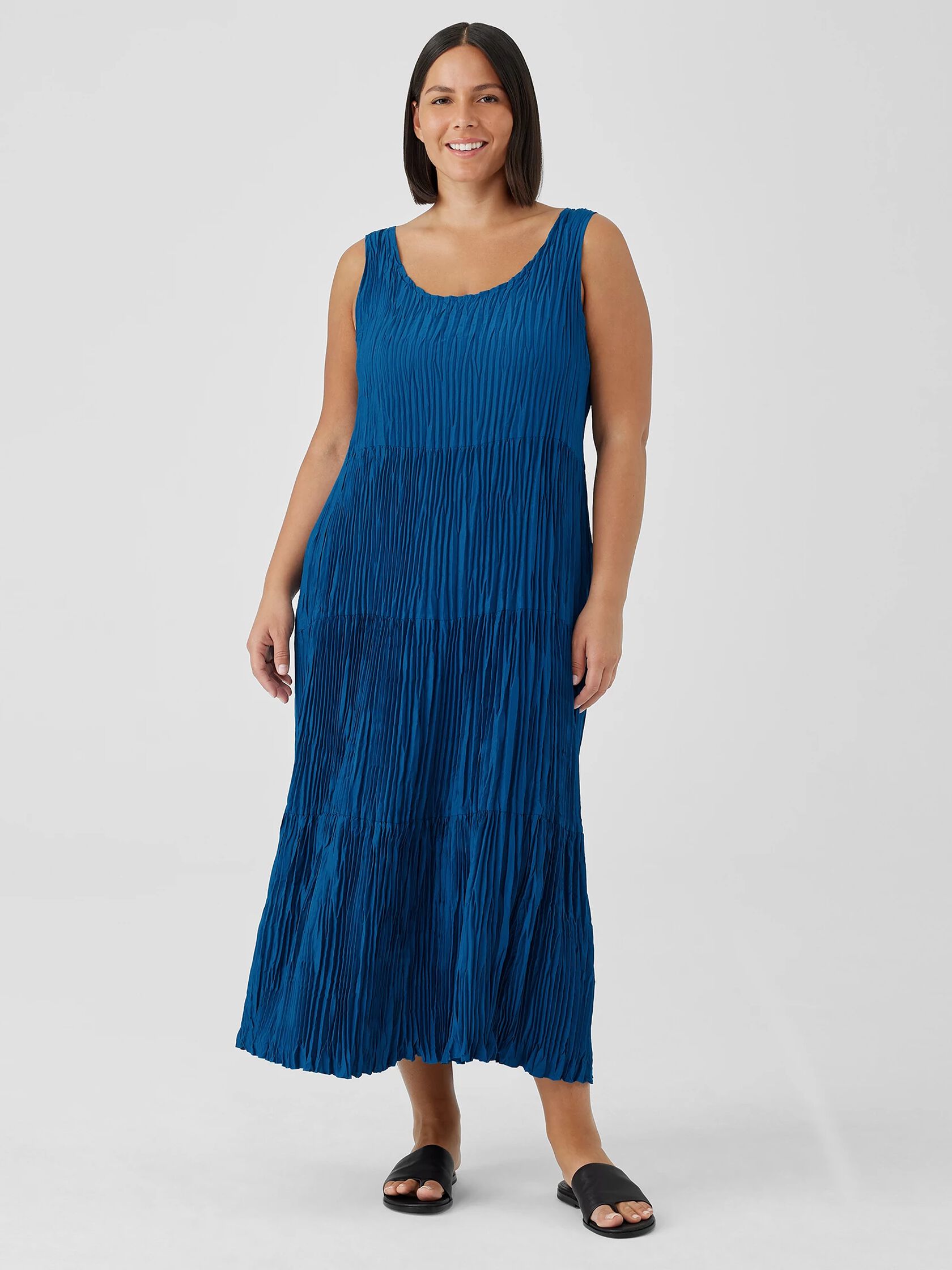 Crushed Silk Tiered Dress