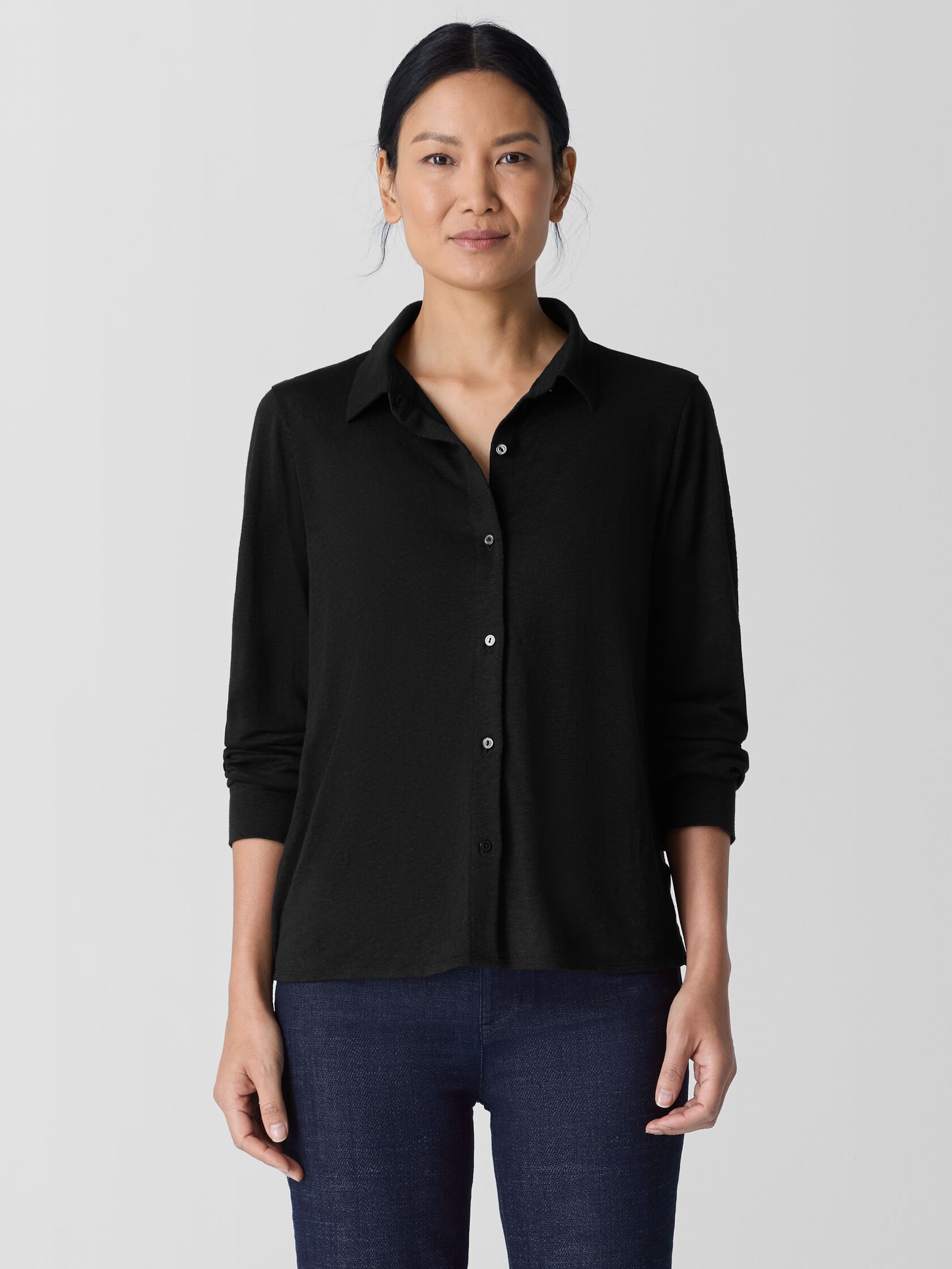 Organic Linen Jersey Classic Collar Shirt