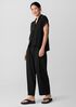 Silk Georgette Crepe Notch Collar Top