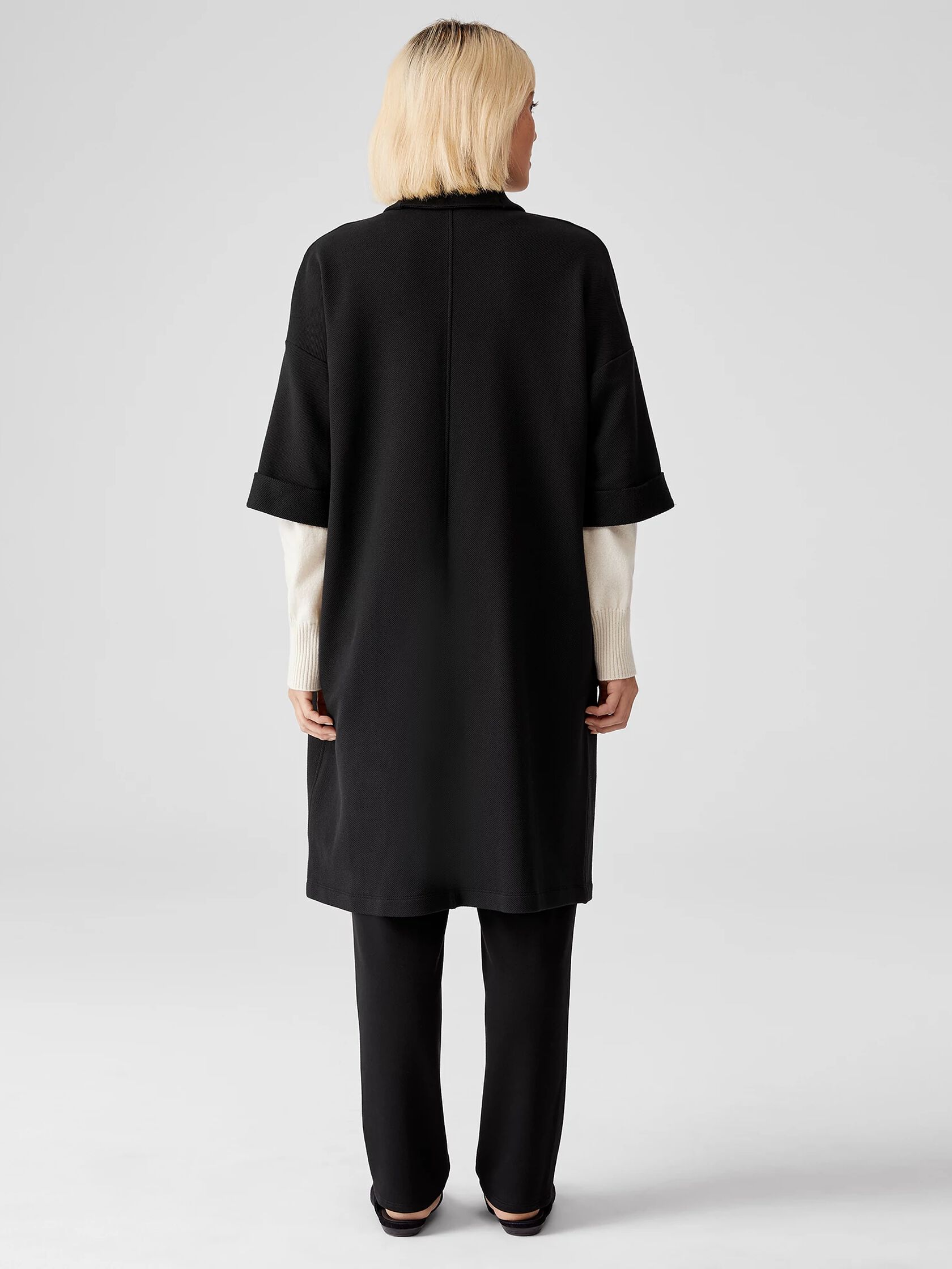 Organic Cotton Knit Twill Elbow-Sleeve Jacket