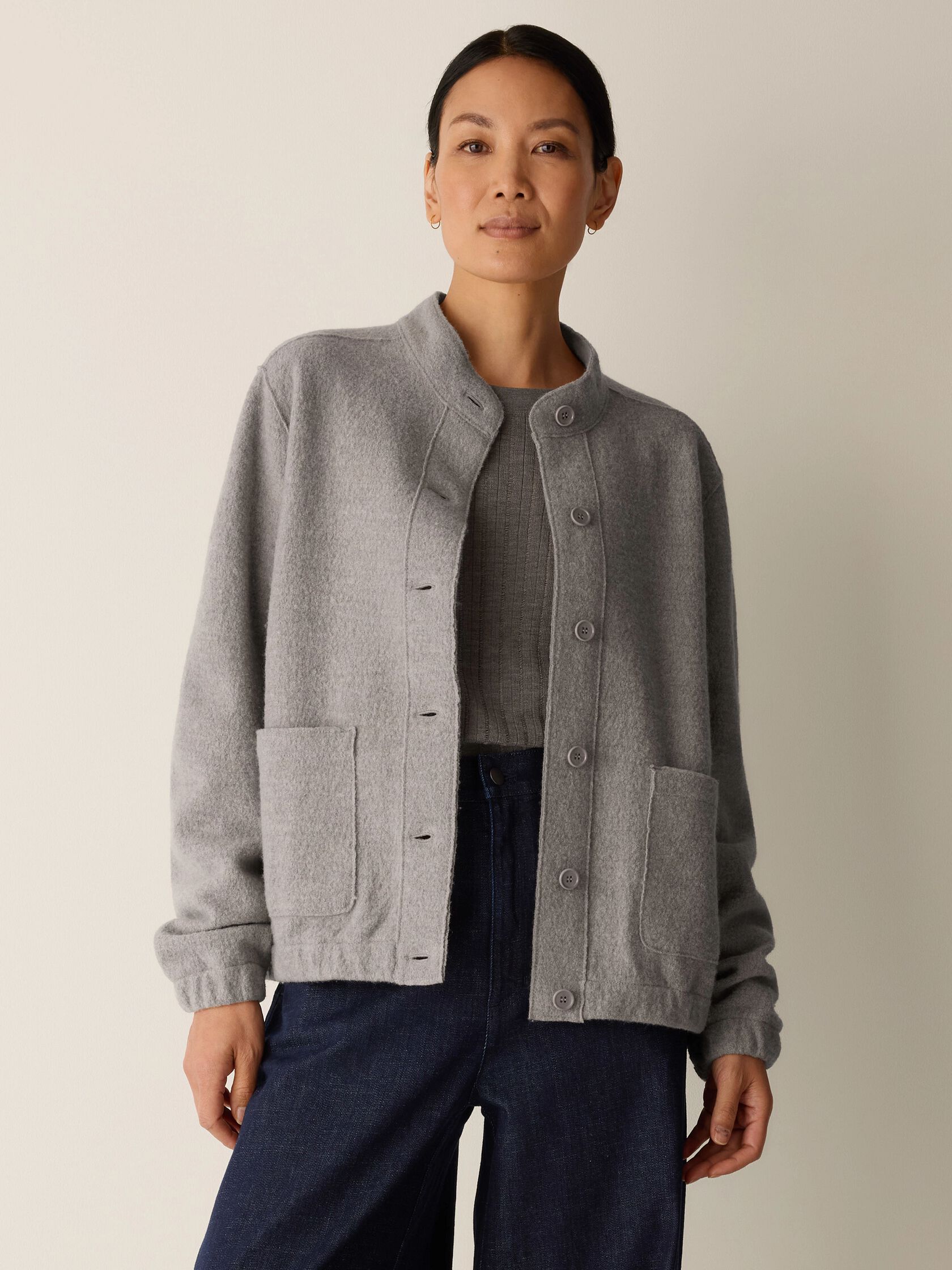 Lightweight Boiled Wool Flight Jacket in Regenerative Wool