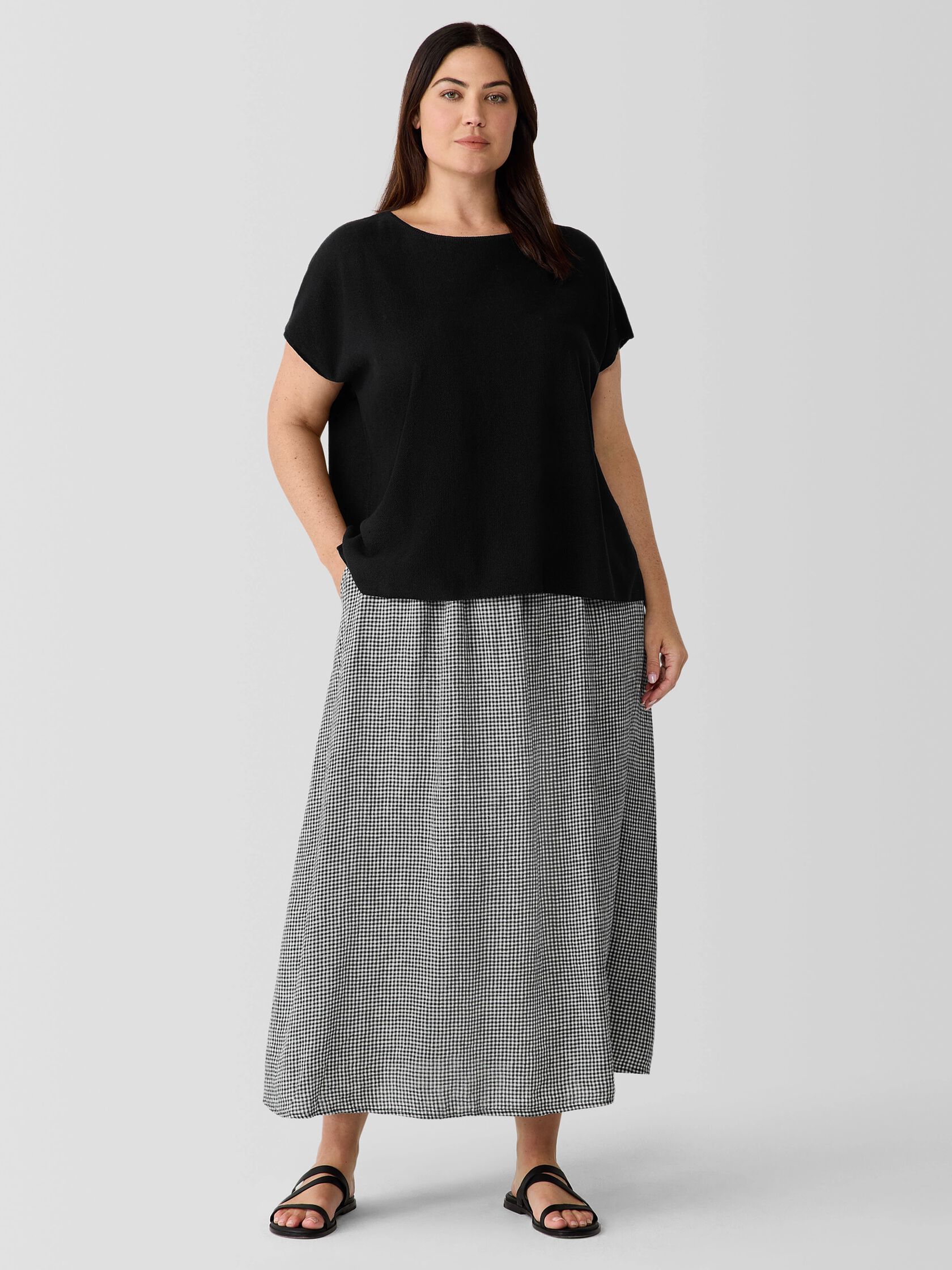 Puckered Organic Linen Pocket Skirt