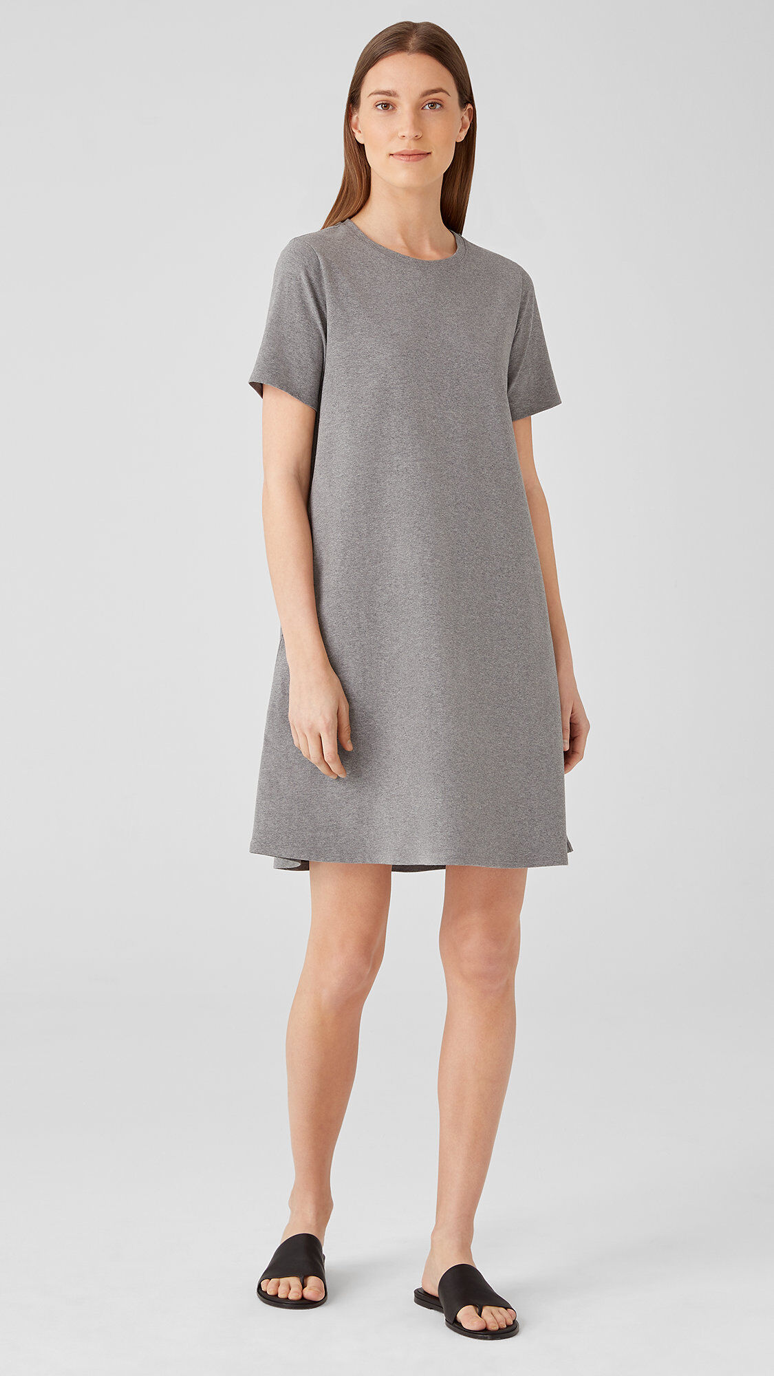 Heathered Organic Cotton Crew Neck Dress