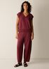 Garment-Dyed Organic Cotton Terry V-Neck Top