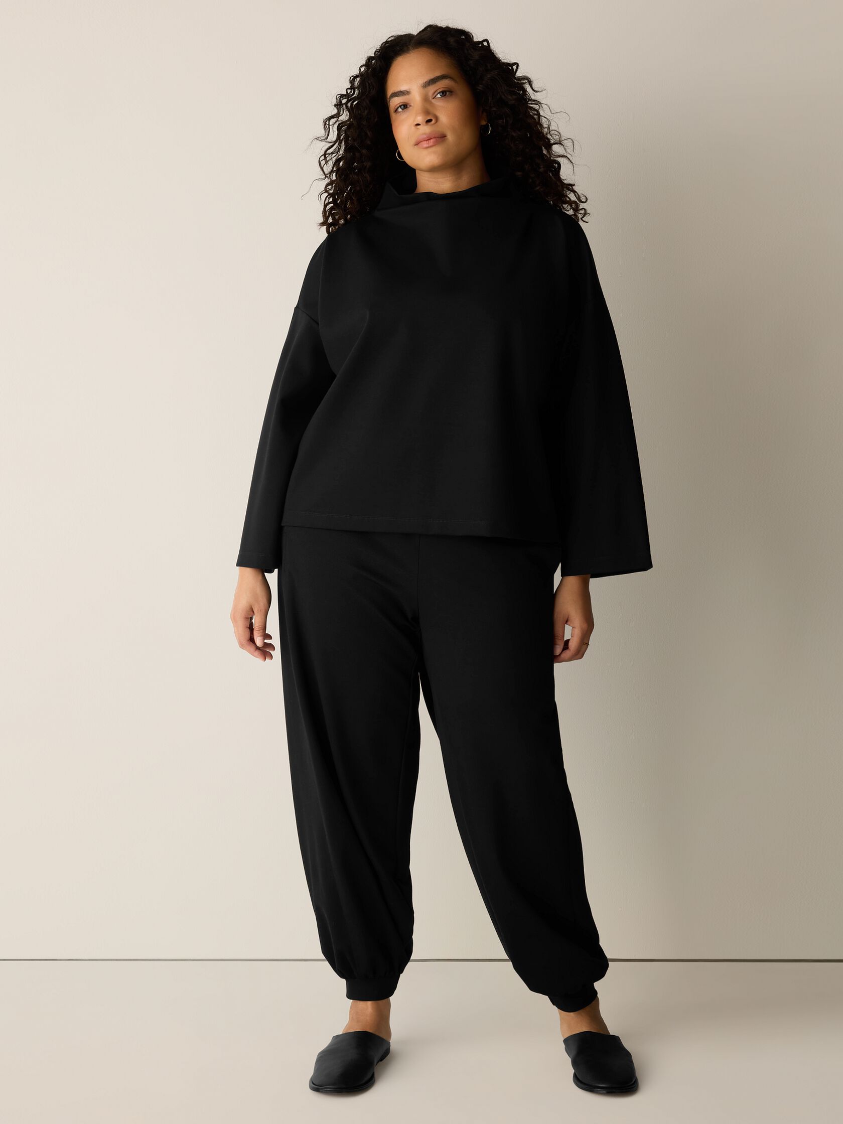 Lightweight Ponte Funnel Neck Top