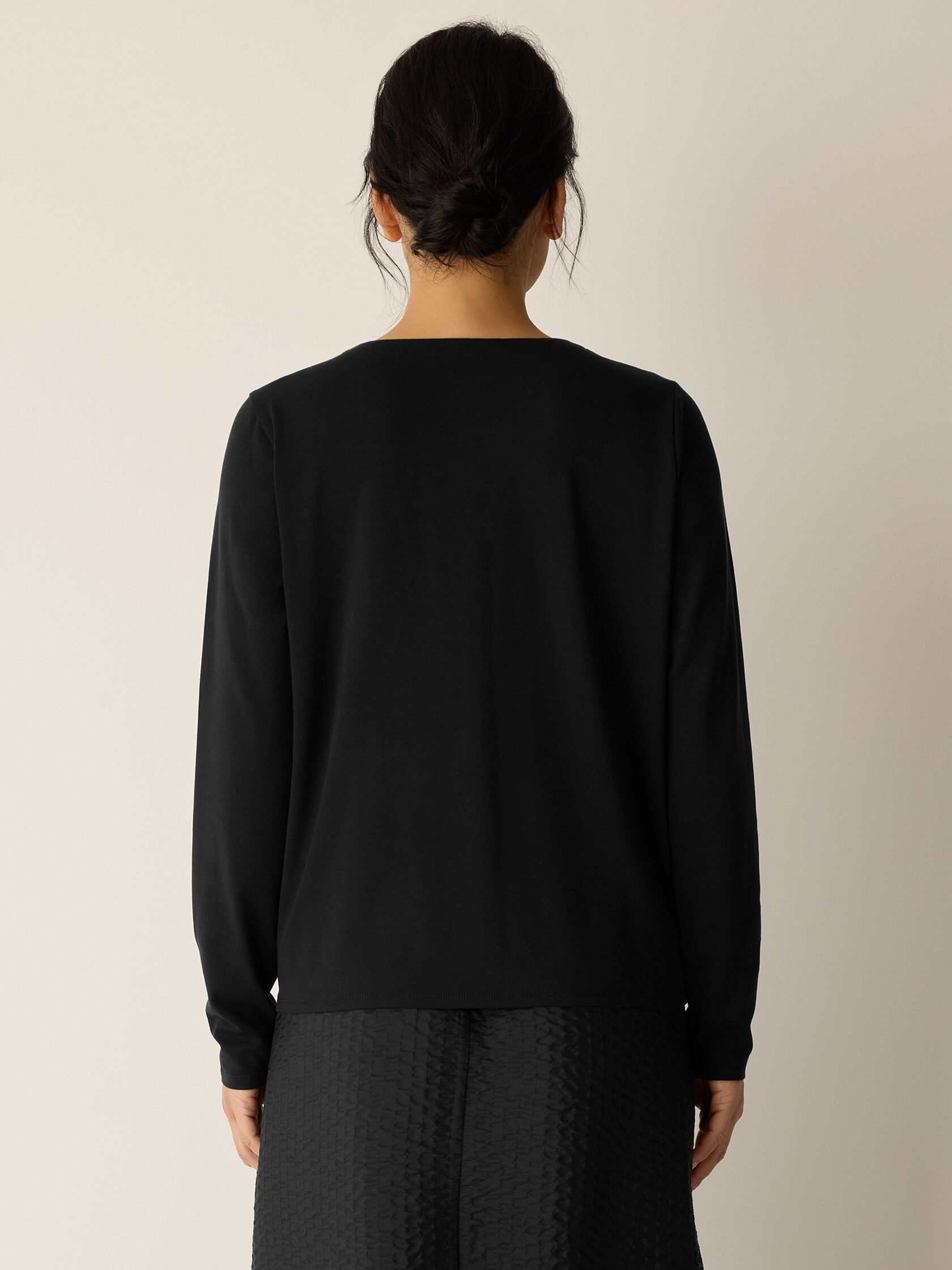 Stretch Jersey Knit Button-Front Top