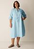Organic Linen Band Collar Shirtdress