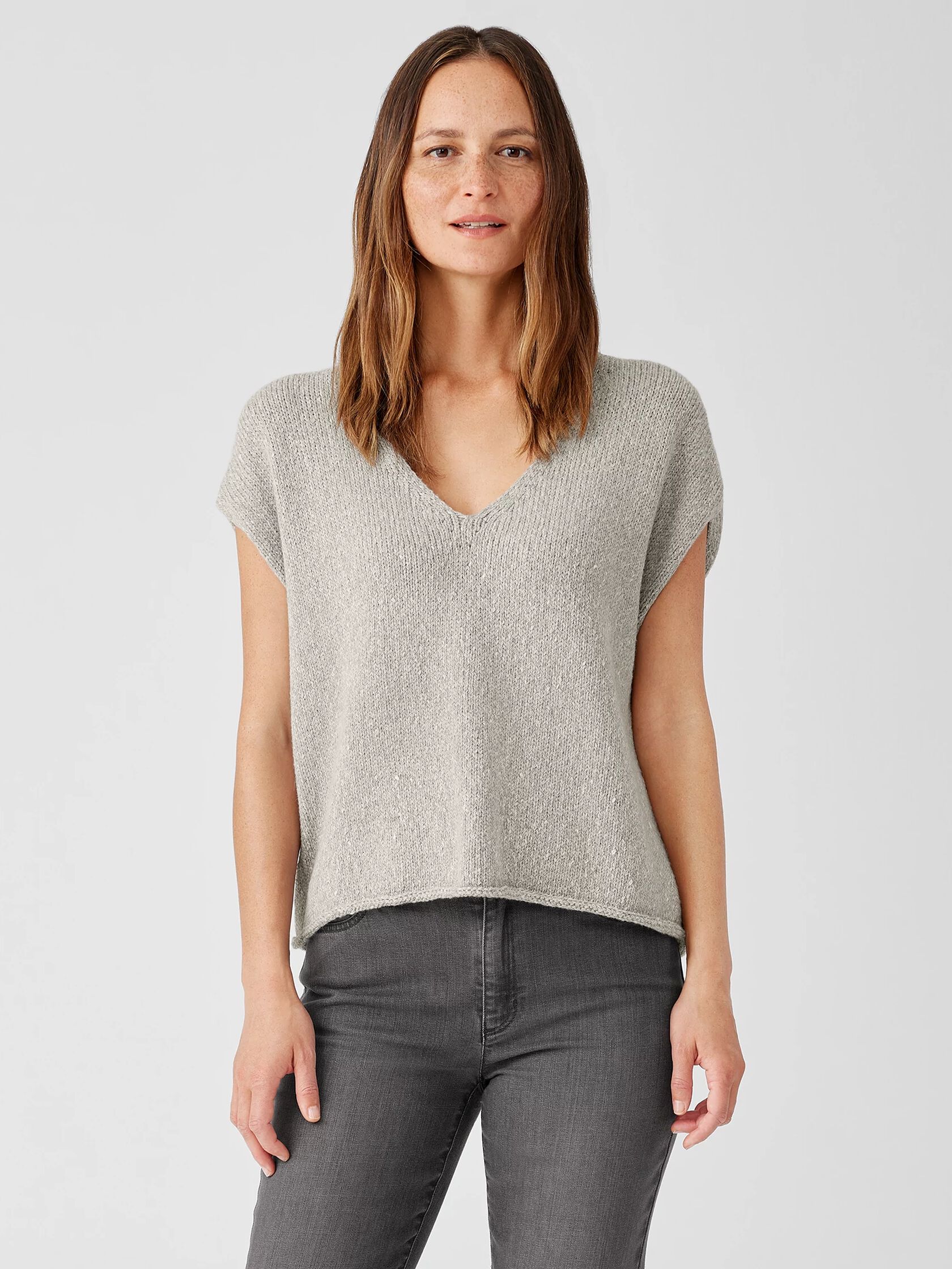 Baby Alpaca and Peruvian Cotton V-Neck Top