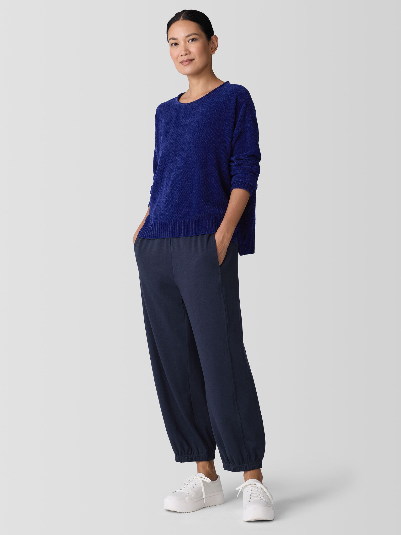 Organic Cotton Chenille Jewel Neck Top