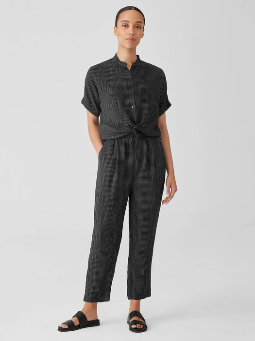 Puckered Organic Linen Tapered Pant