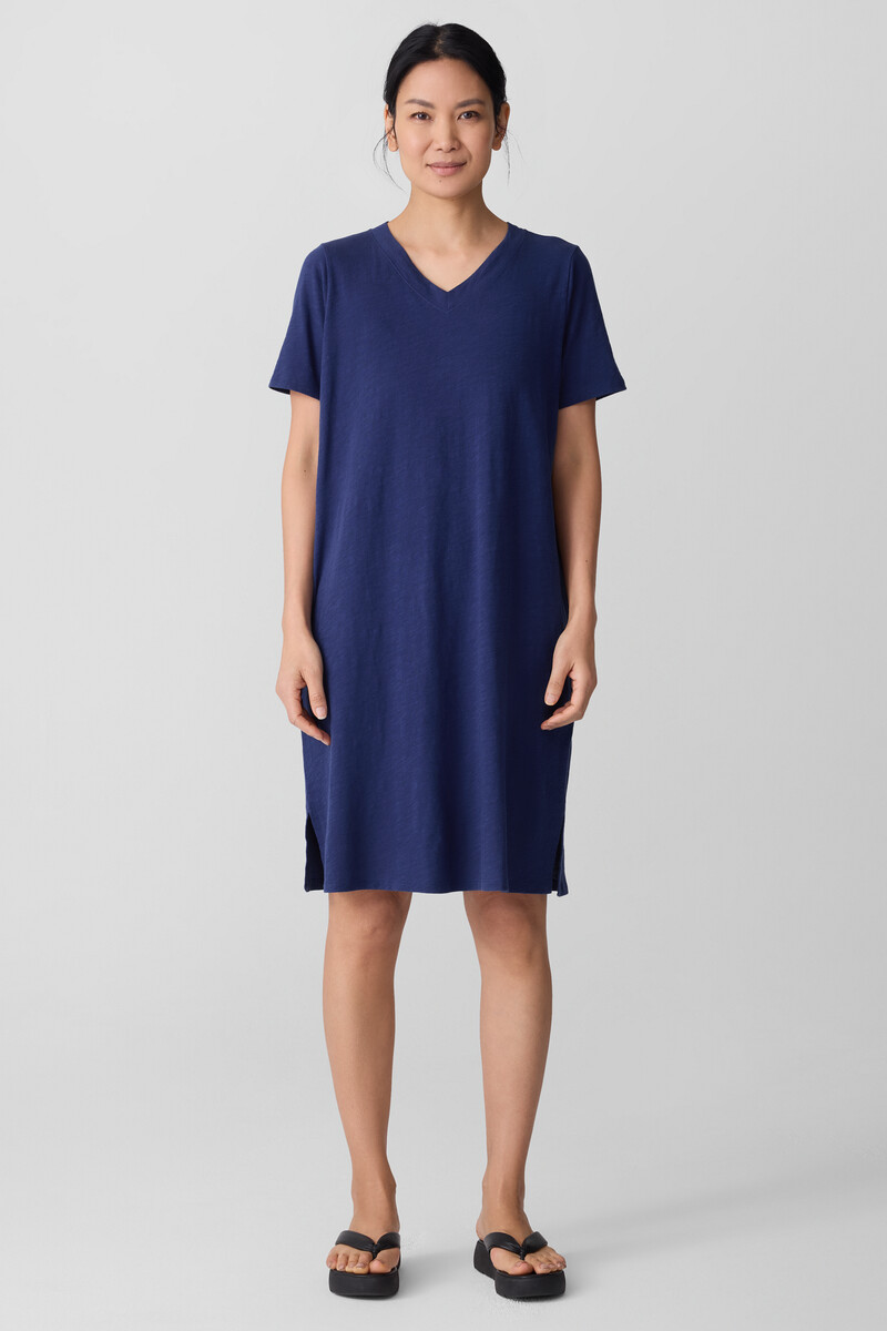 Organic Cotton Slubby Jersey V-Neck Dress Organic Cotton Slubby Jersey V-Neck Dress