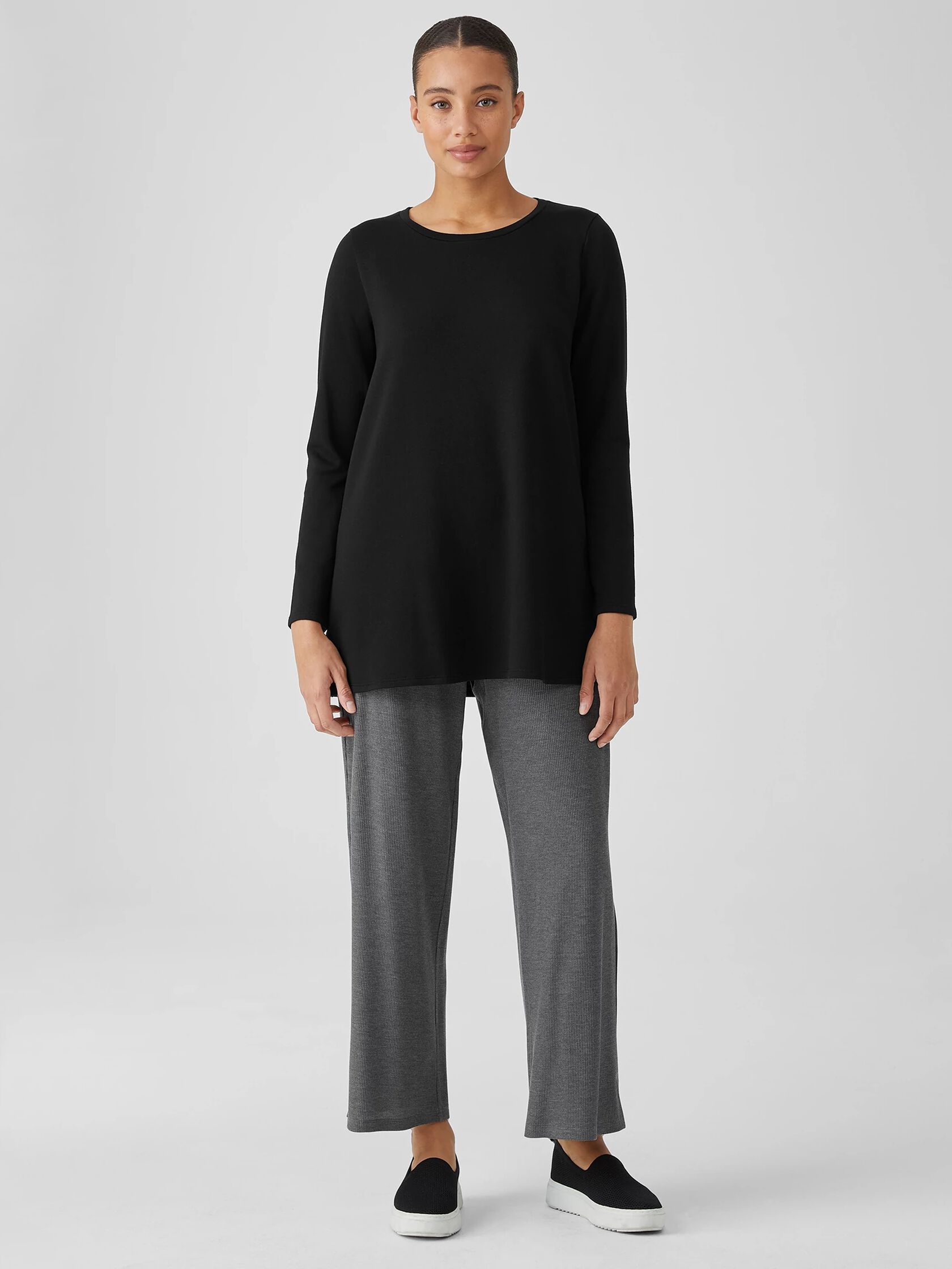 Cozy Brushed Terry Jewel Neck Top