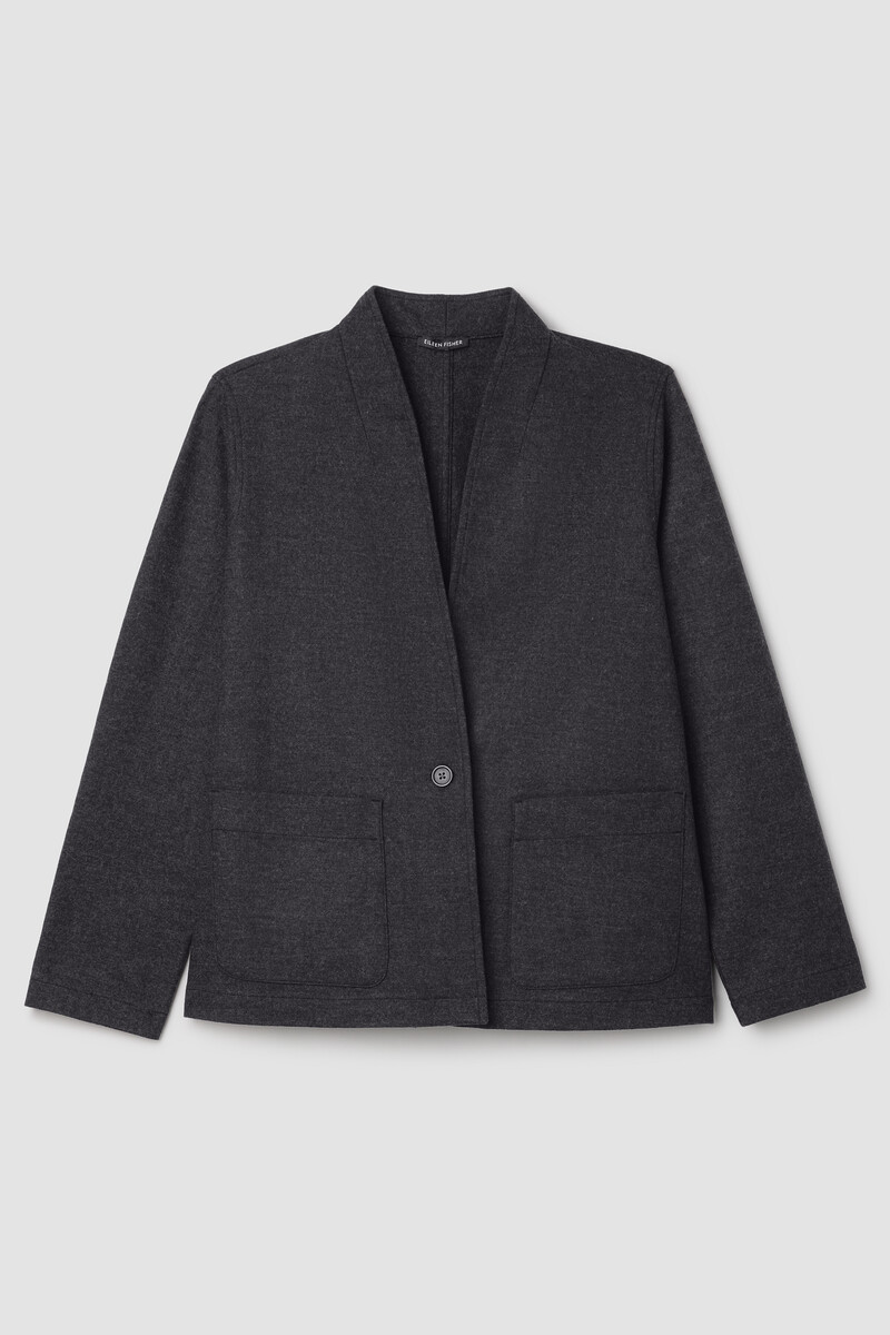 Mélange Boiled Wool Jersey High Collar Jacket in Regenerative Wool Mélange Boiled Wool Jersey High Collar Jacket in Regenerative Wool