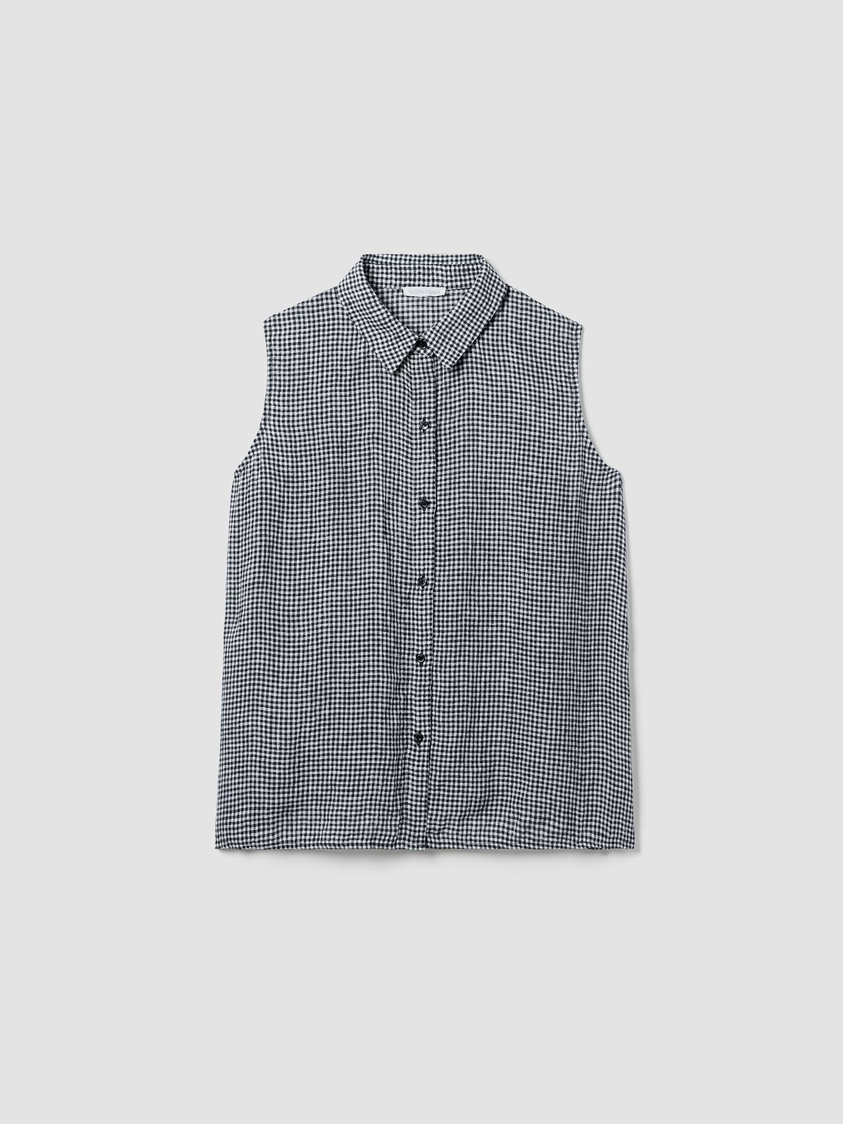 Puckered Organic Linen Sleeveless Shirt