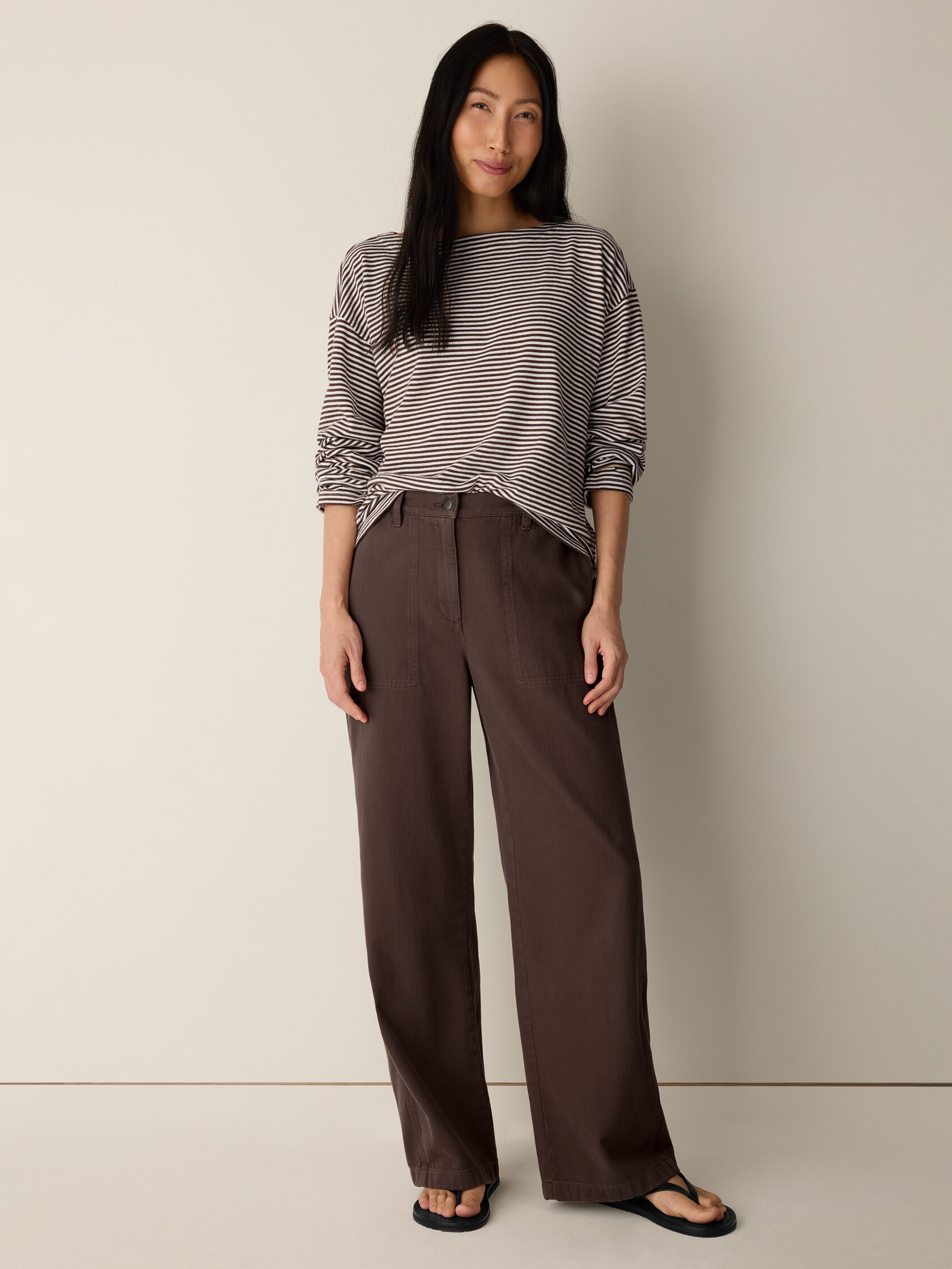 Garment-Dyed Utility Cotton Wide-Leg Pant