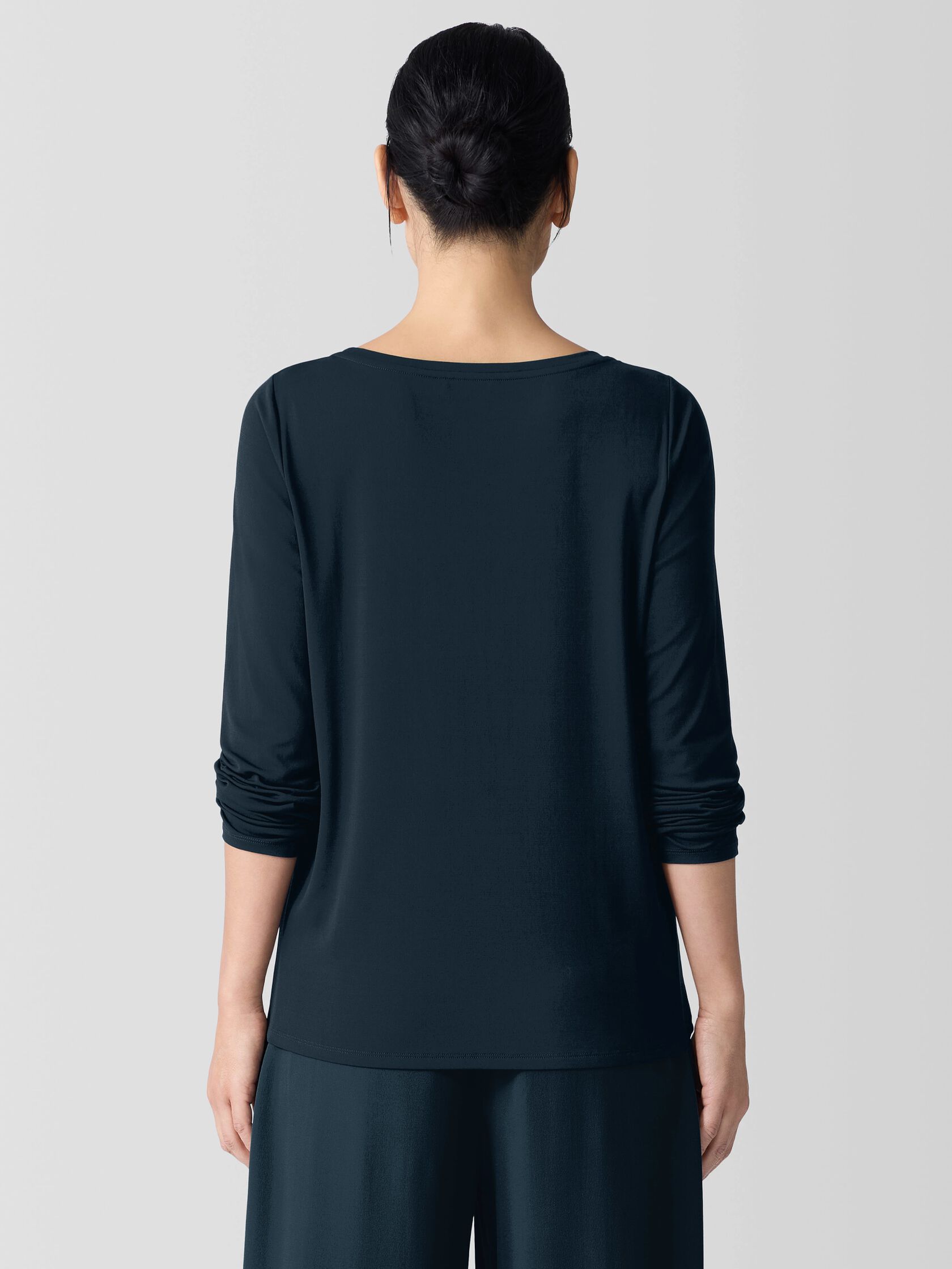 Stretch Silk Jersey Scoop Neck Top