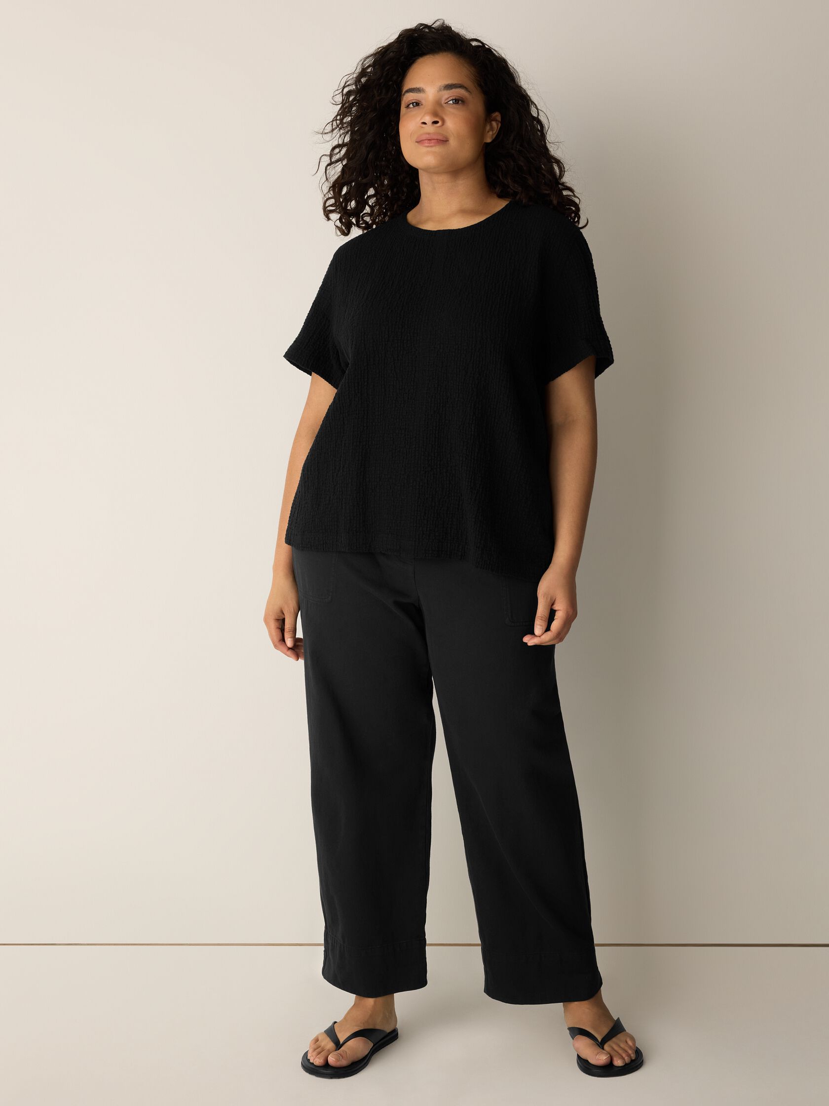 Organic Cotton Doubleweave Round Neck Top