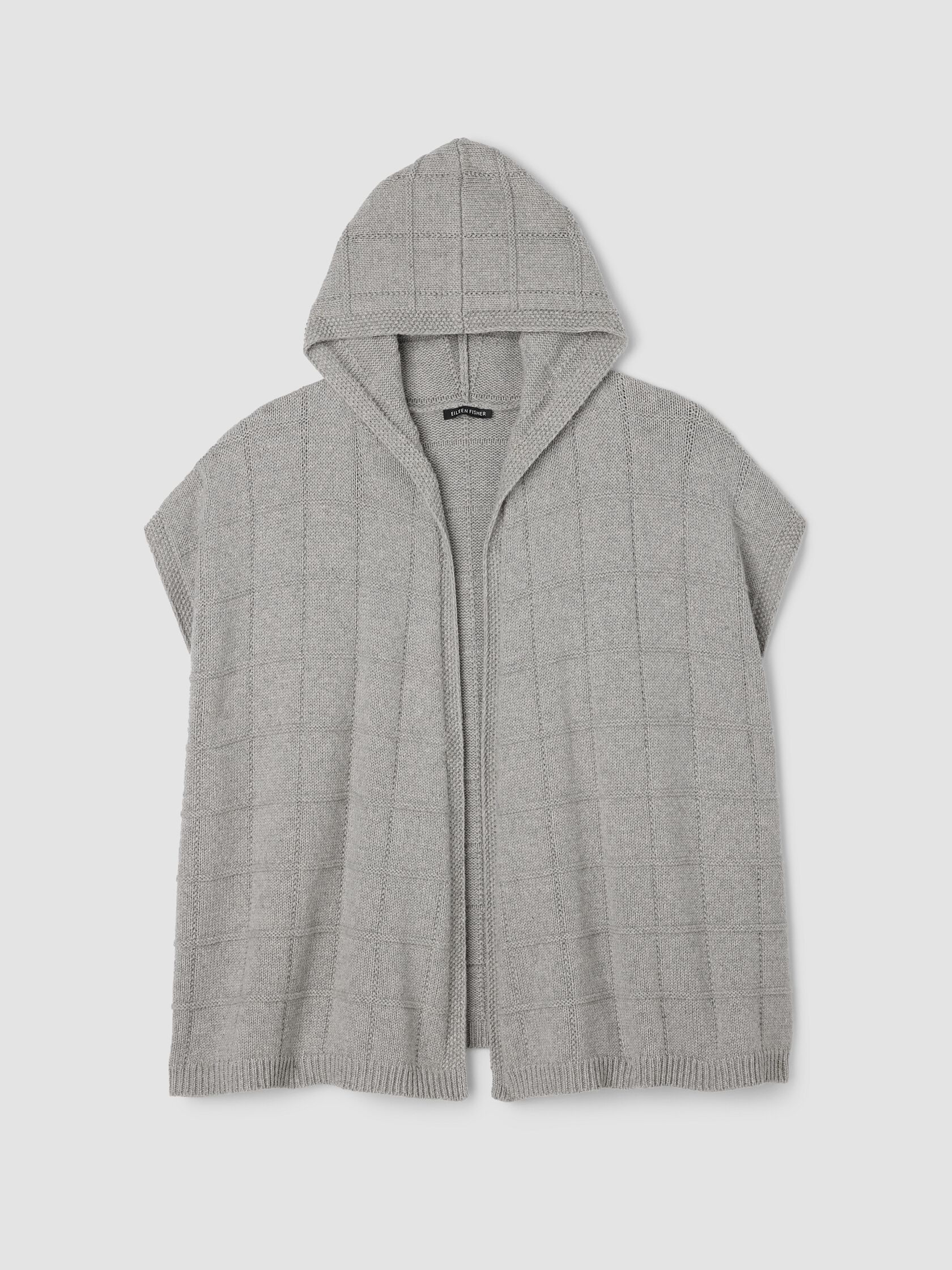 Cotton and Recycled Cashmere Hooded Poncho