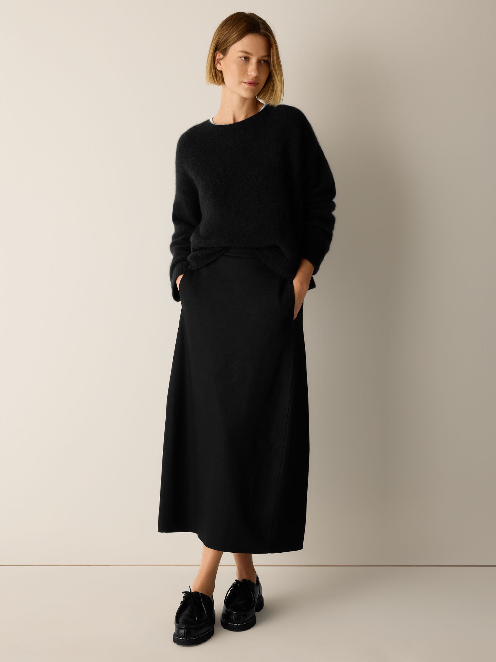 Felted Wool Jersey Lantern Skirt in Regenerative Wool