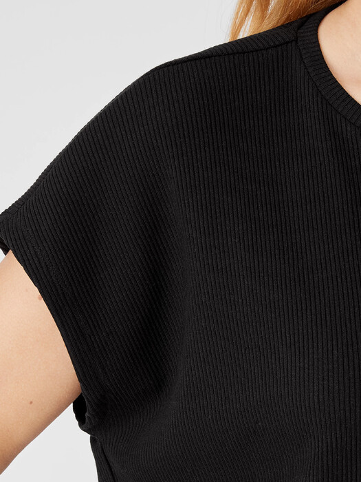 Ribbed Organic Cotton Blend Square Top