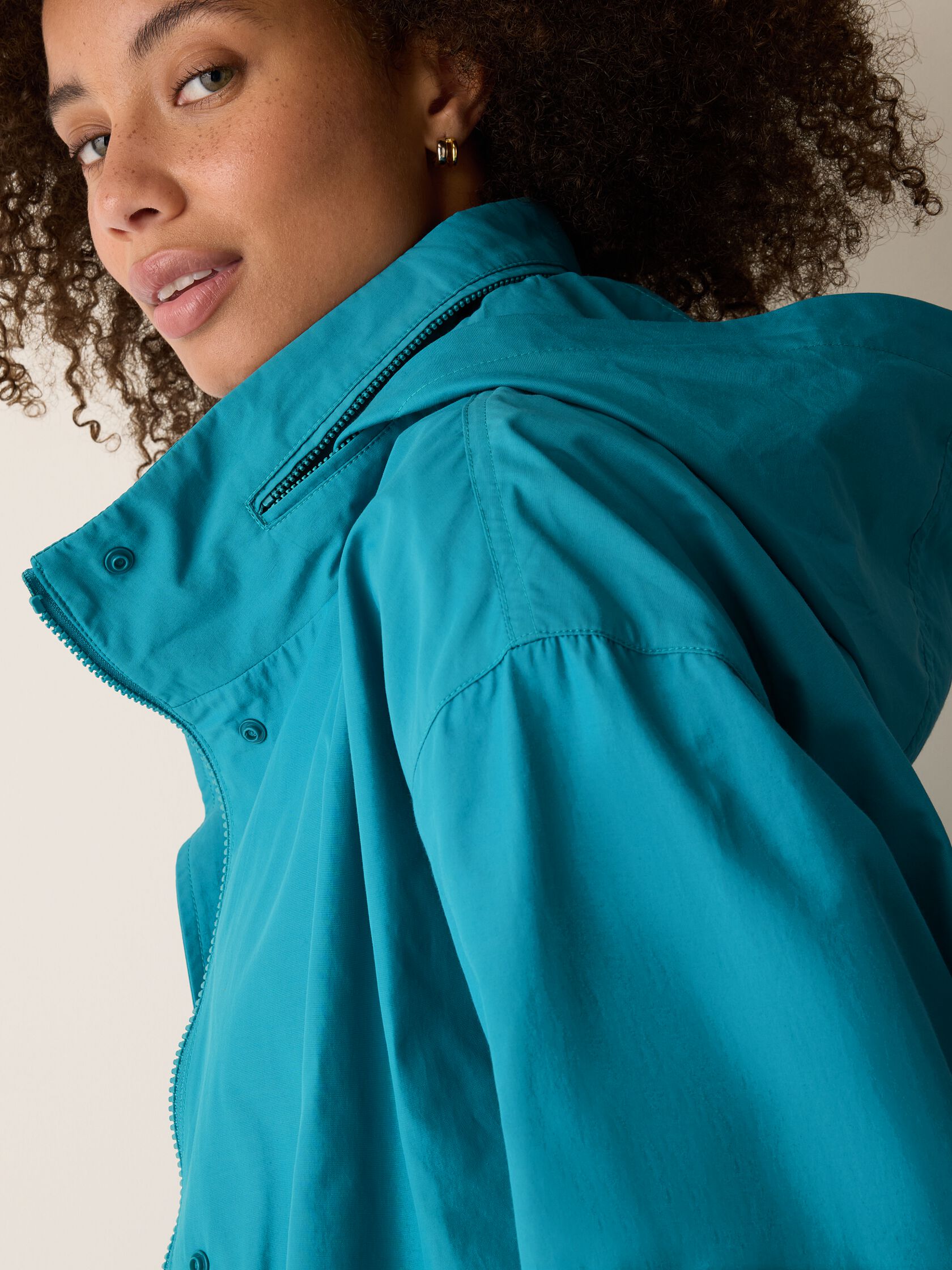 Light Cotton Nylon Stand Collar Coat