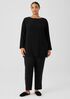 Accordion Silk Jacquard Bateau Neck Long Top