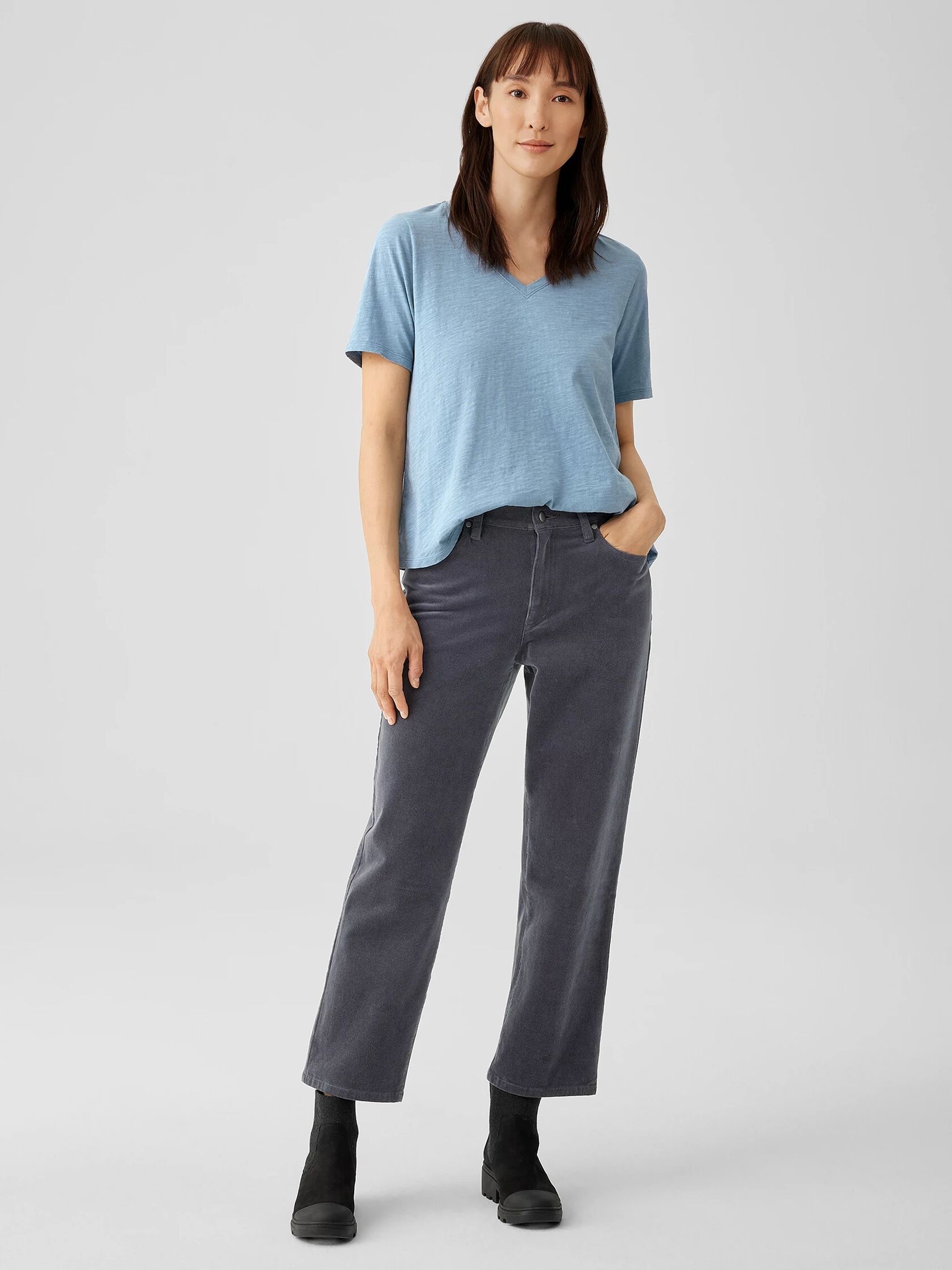 Organic Cotton Stretch Corduroy Straight Pant