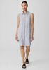 Striped Organic Linen Crinkle Sleeveless Shirtdress