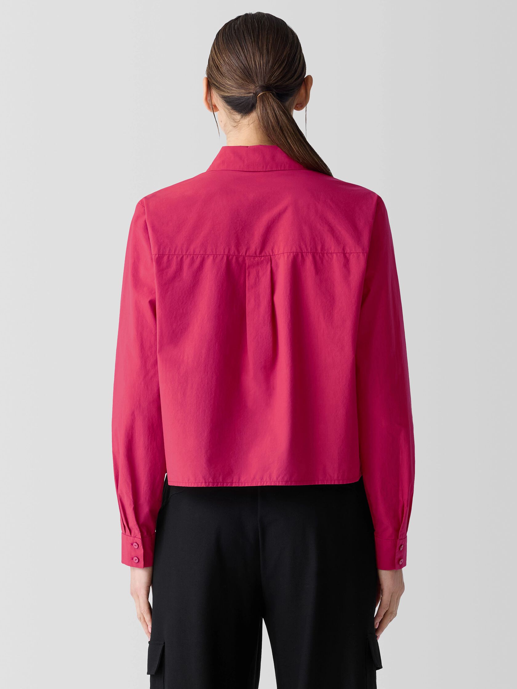 Washed Organic Cotton Poplin Classic Collar Short Shirt