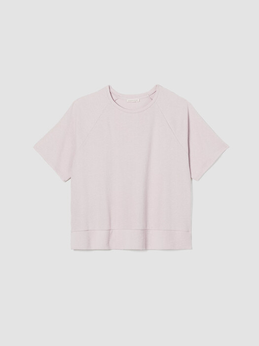 Organic Cotton Slubby Rib Knit Elbow-Sleeve Top