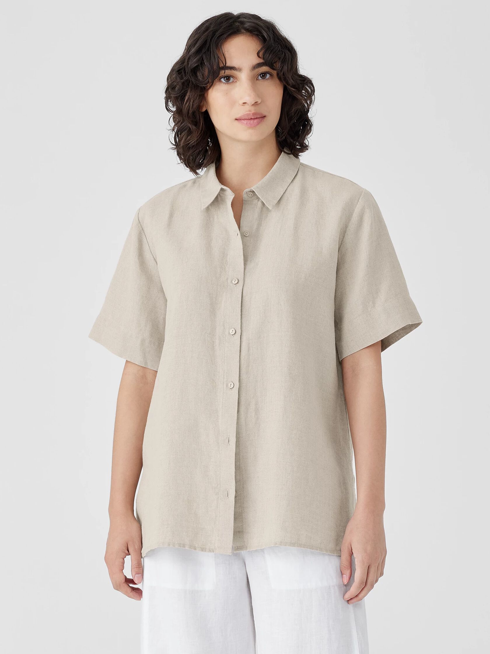 Organic Linen Classic Collar Short-Sleeve Shirt