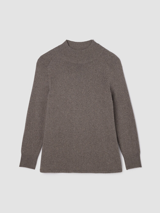 Cotton & Recycled Cashmere Turtleneck Long Top