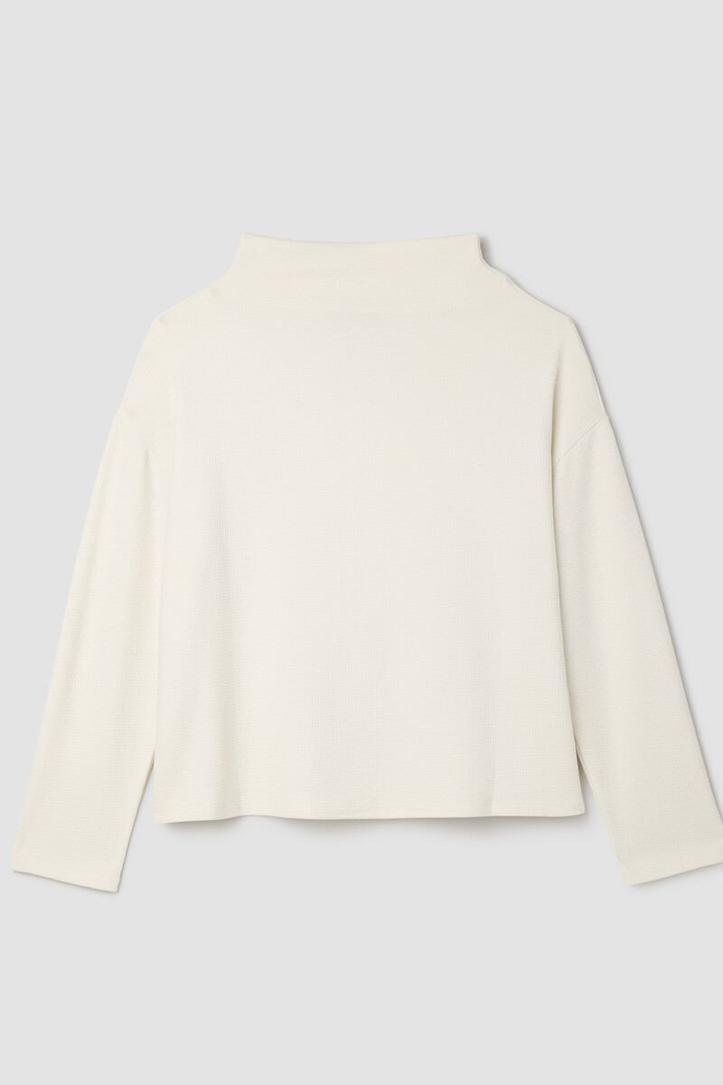 Waffle Cotton Blend Doubleknit Funnel Neck Box-Top Waffle Cotton Blend Doubleknit Funnel Neck Box-Top