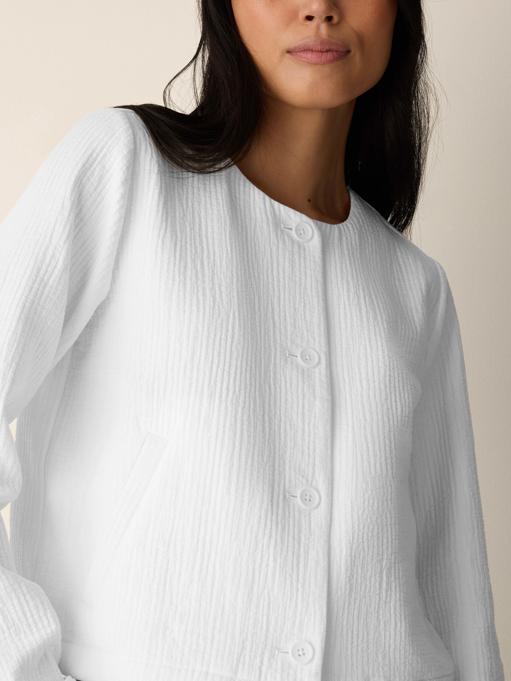 Organic Cotton Jacquard Round Neck Jacket