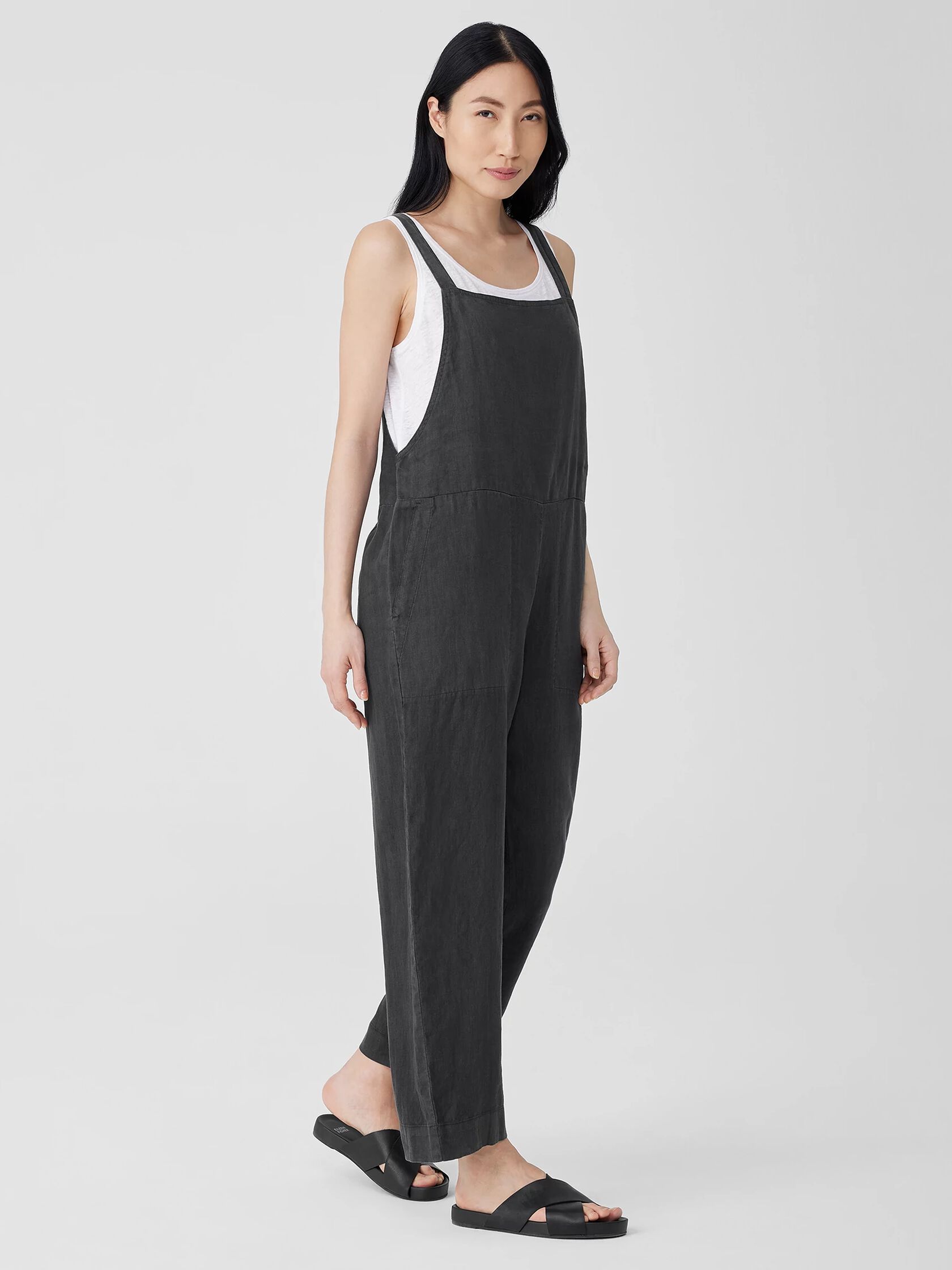 Garment-Dyed Organic Linen Overalls