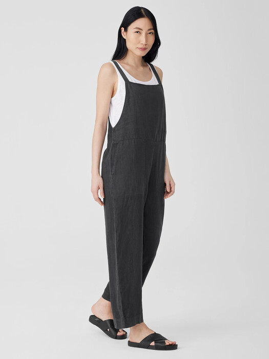 Garment-Dyed Organic Linen Overalls