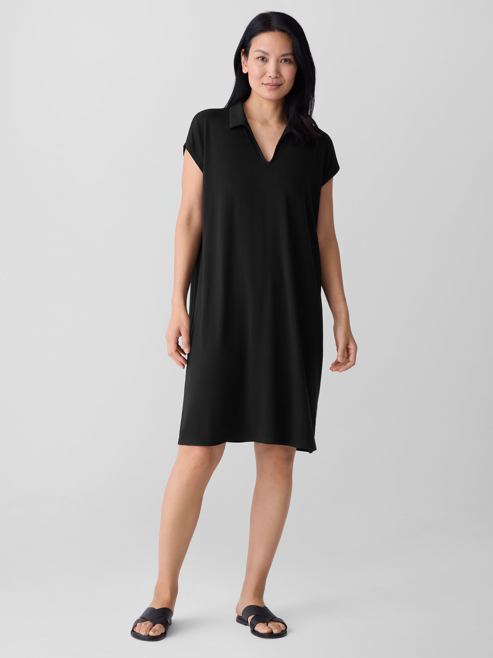 Fine Jersey Split Neck Dress