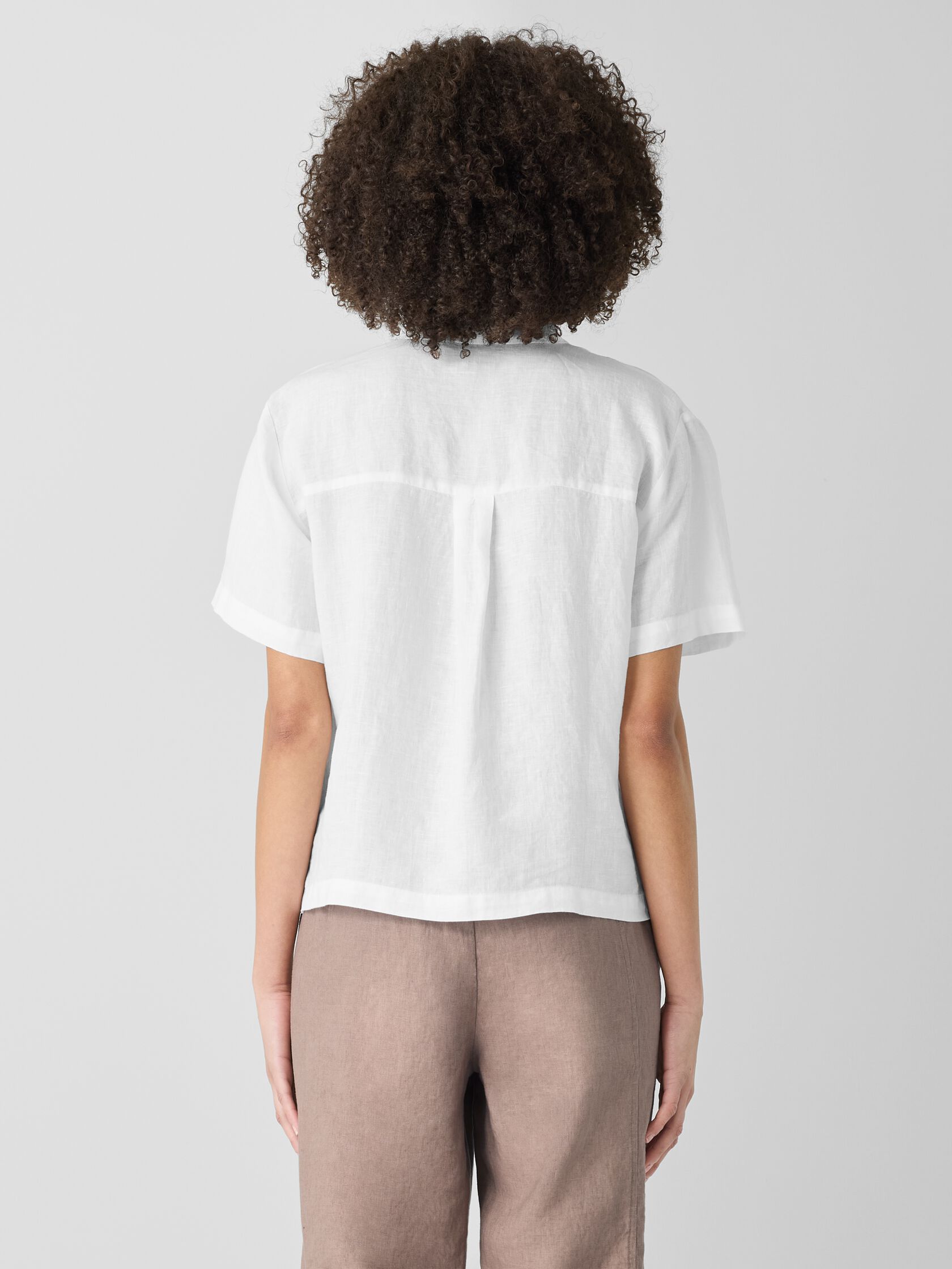 Organic Handkerchief Linen Band Collar Shirt