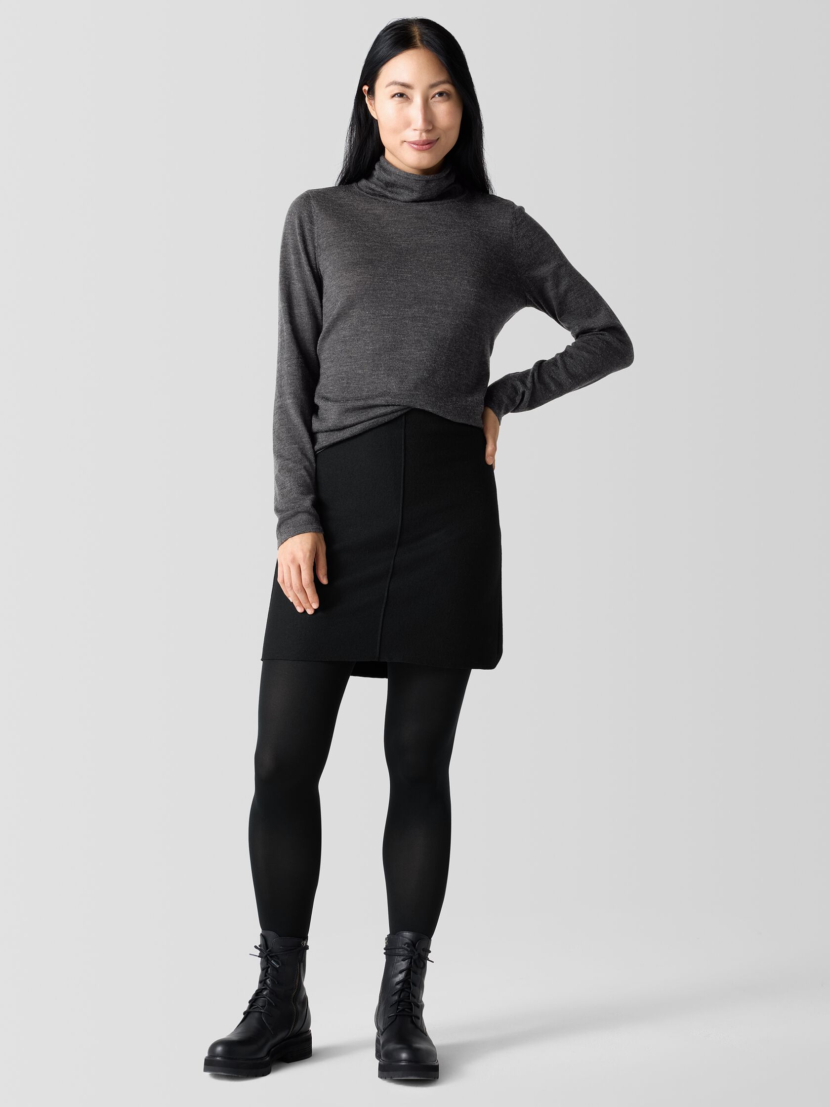 Fine Merino Turtleneck Top in Regenerative Wool