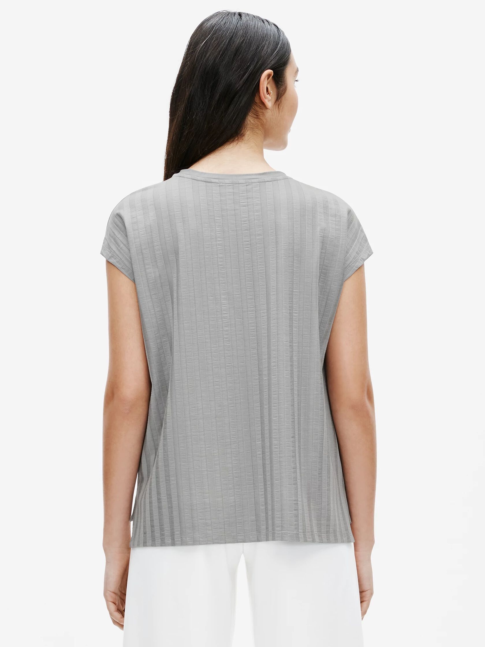 Wide Rib Stretch Crew Neck Top