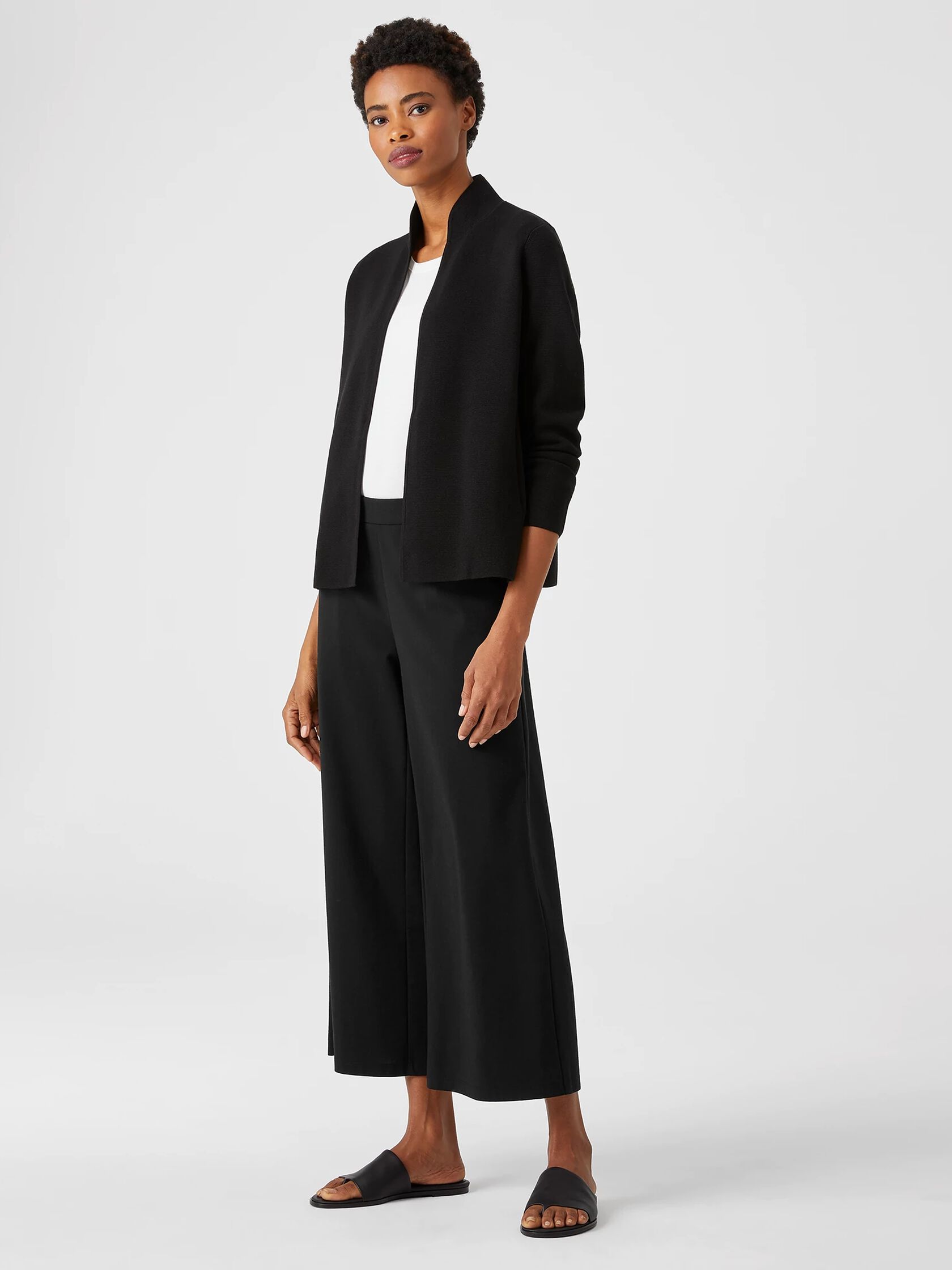 Cotton Ponte Wide-Leg Pant