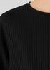 Textured Stretch Rib Round Neck Long-Sleeve Top