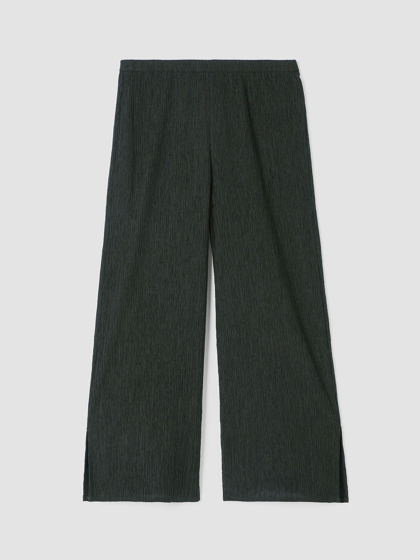 Woven Plisse Wide-Leg Pant