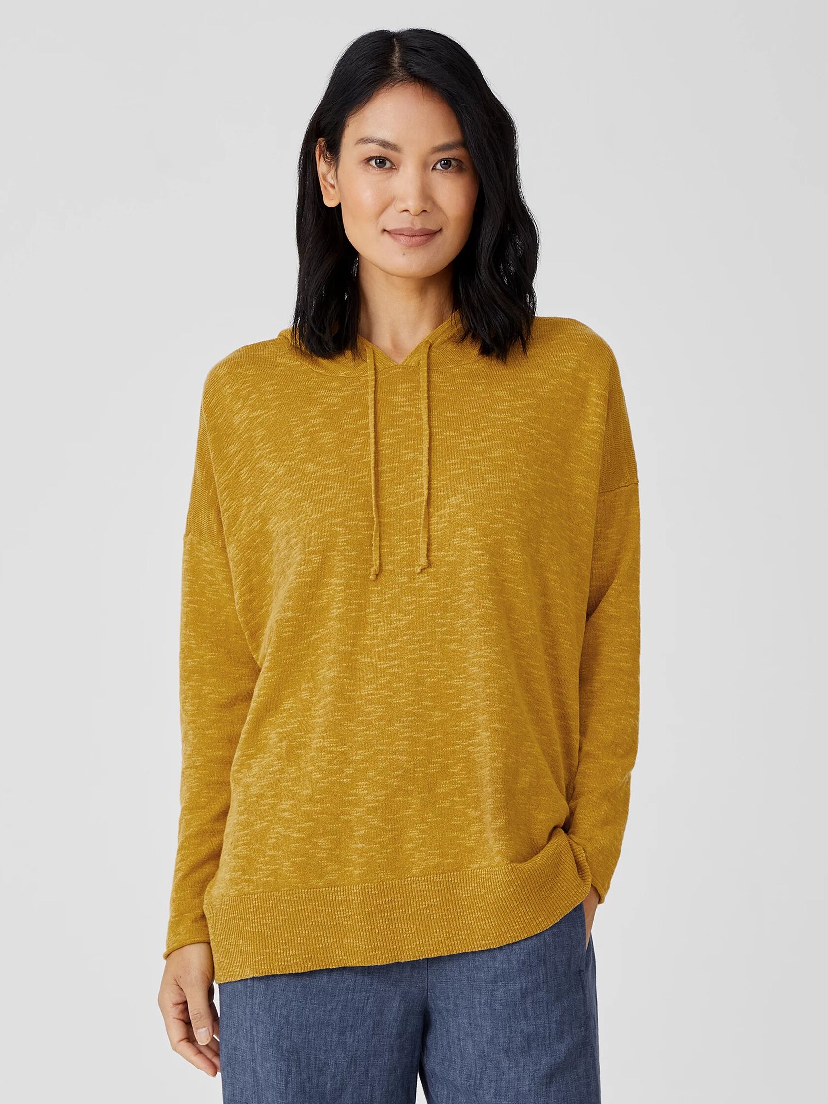 Organic Cotton Linen Slub Hooded Top