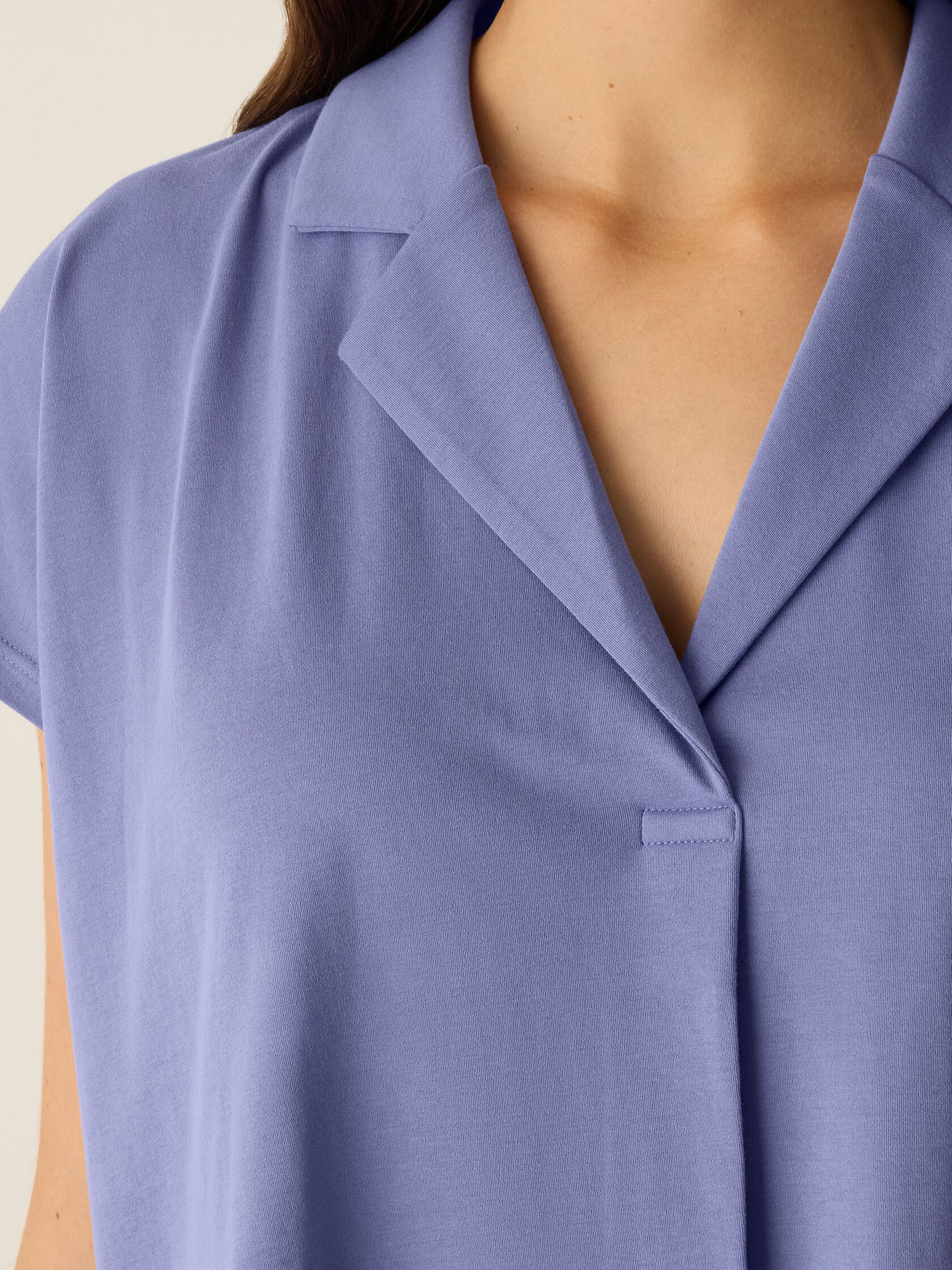 Organic Cotton Interlock Notch Collar Sleep Shirt